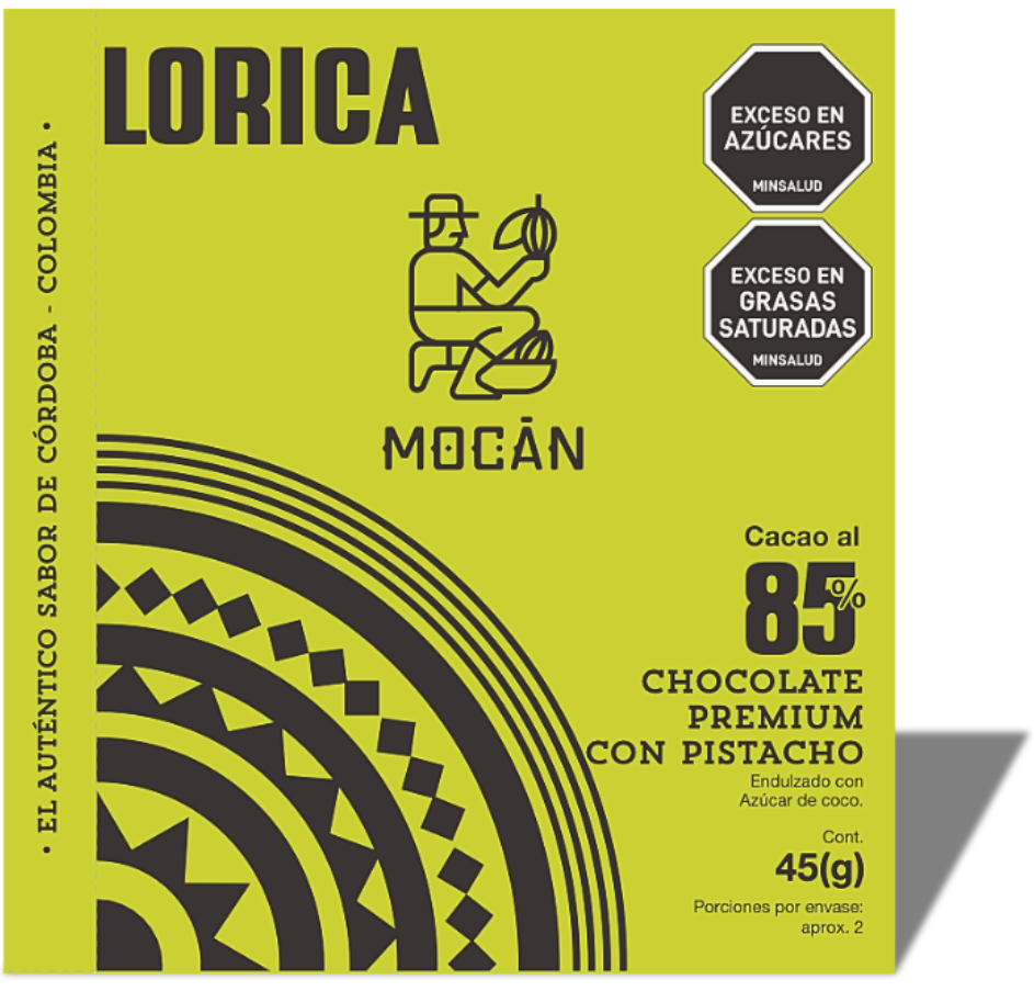 LORICA- Chocolate en barra al 85% con Pistacho