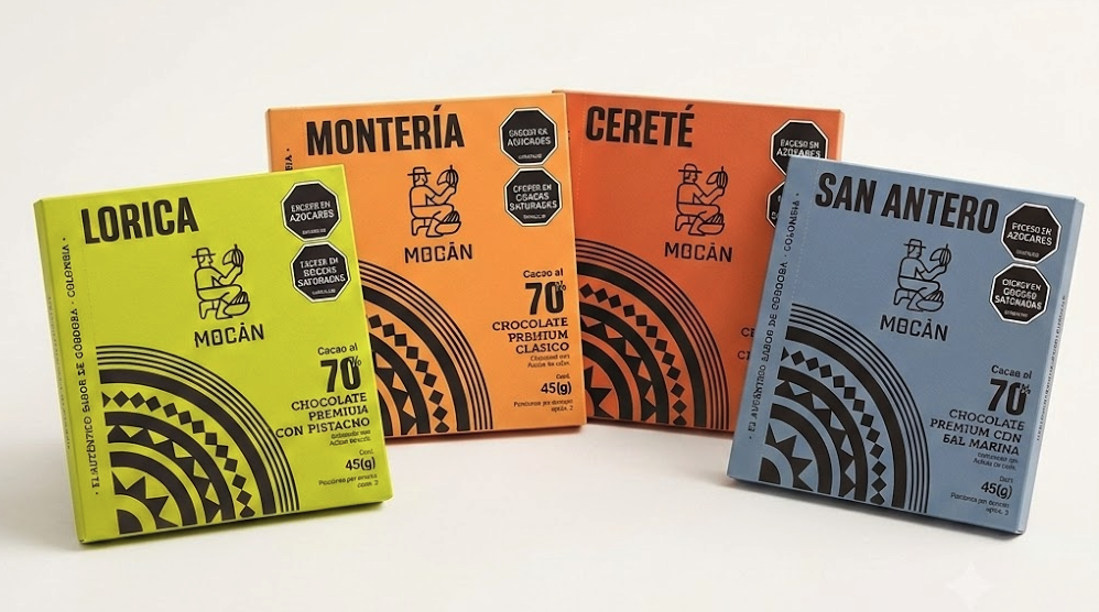 MOCÁN BOX - 4 Chocolatinas surtidas del 70% de Cacao