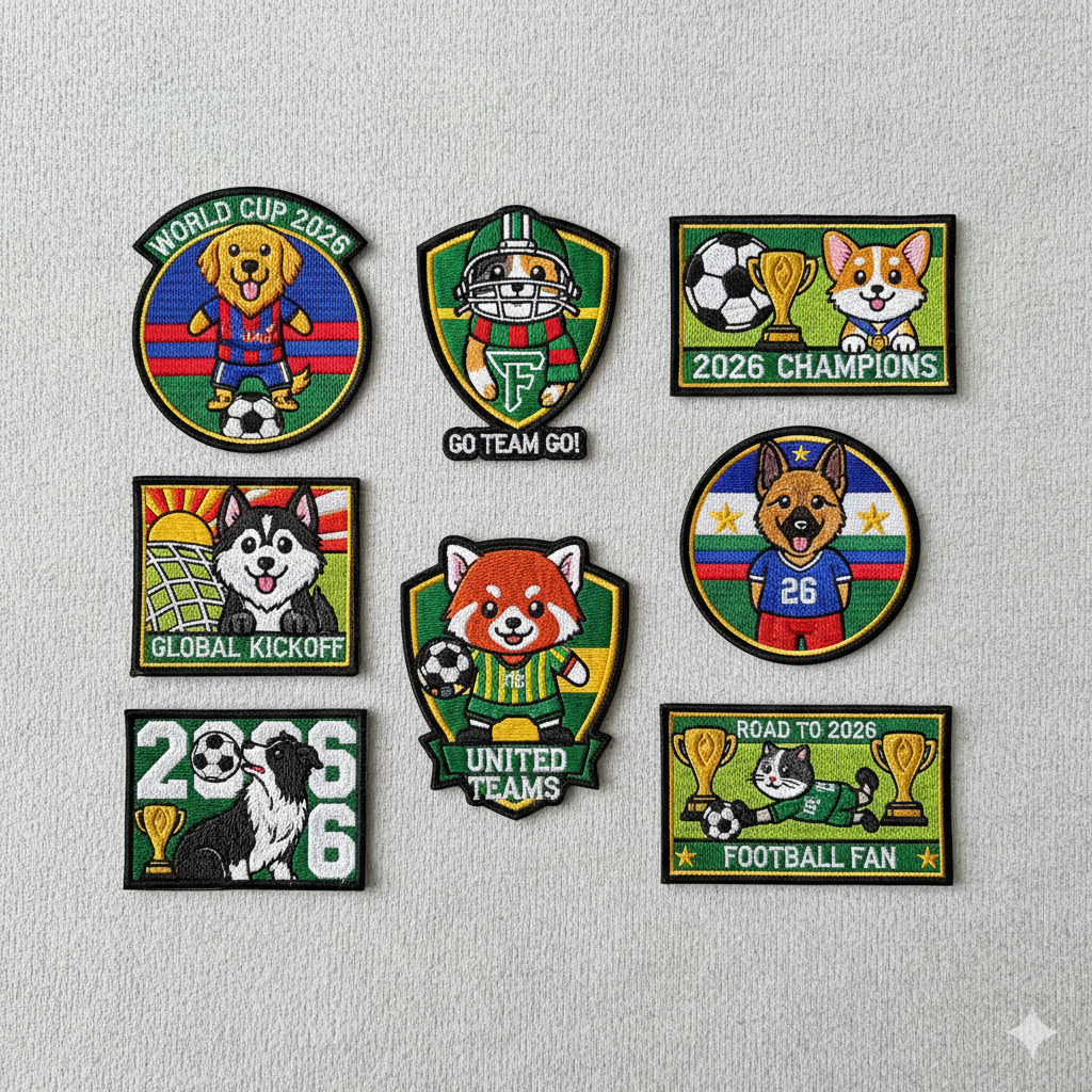 Conjunto de patches bordados temáticos de futebol
