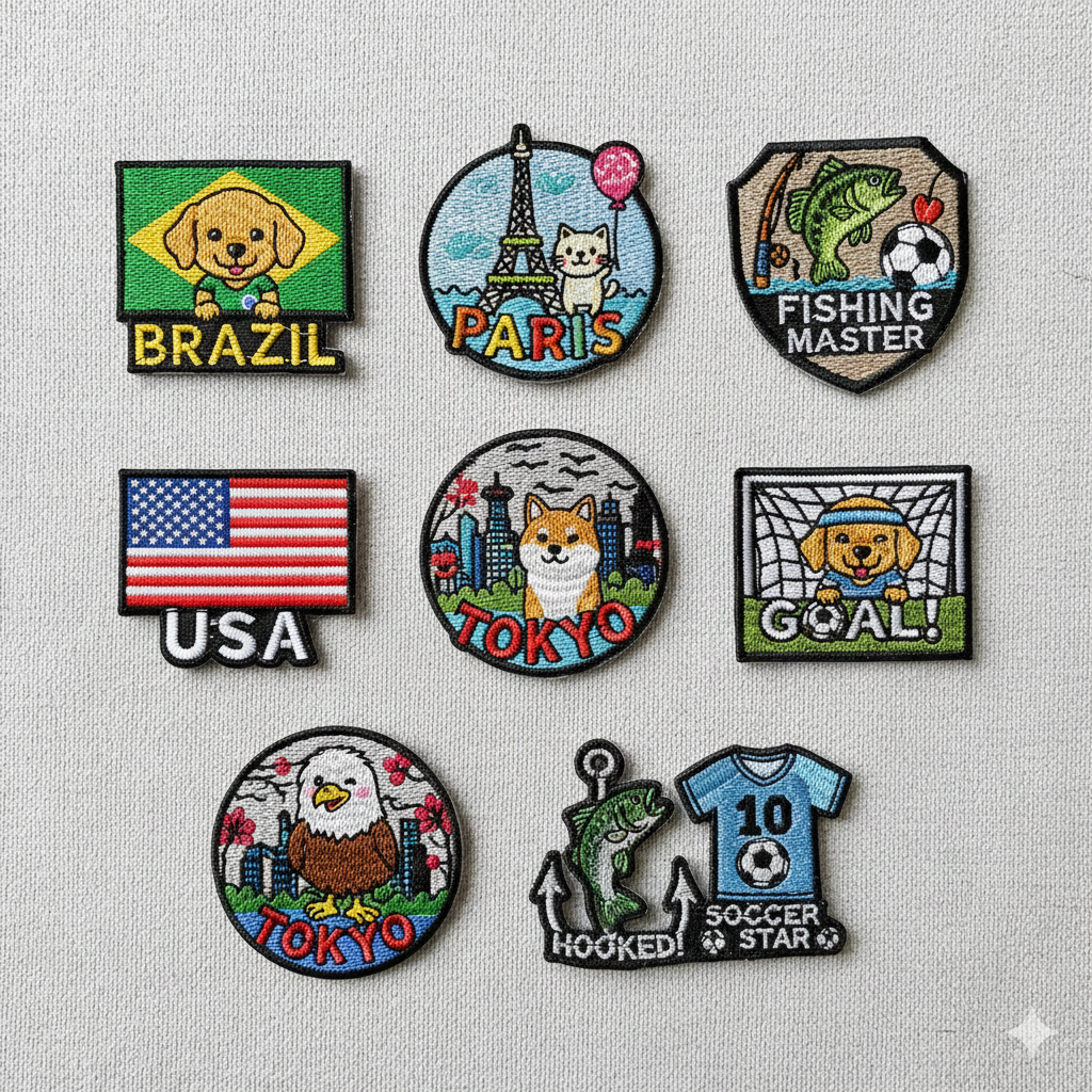 Conjunto de patches bordados temáticos de futebol
