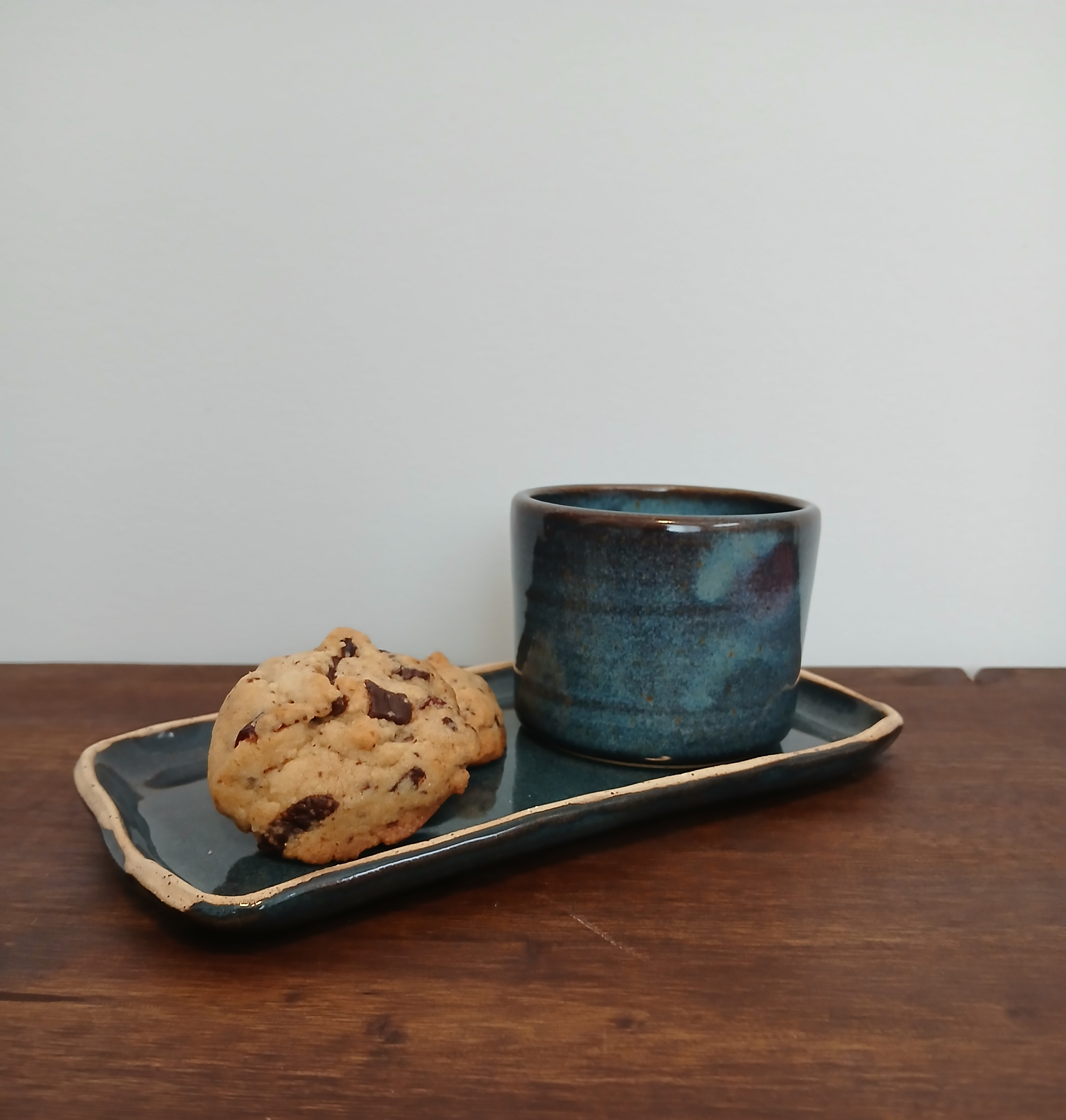 Handmade Ceramic Espresso Cup and Rectangular Saucer Plate
