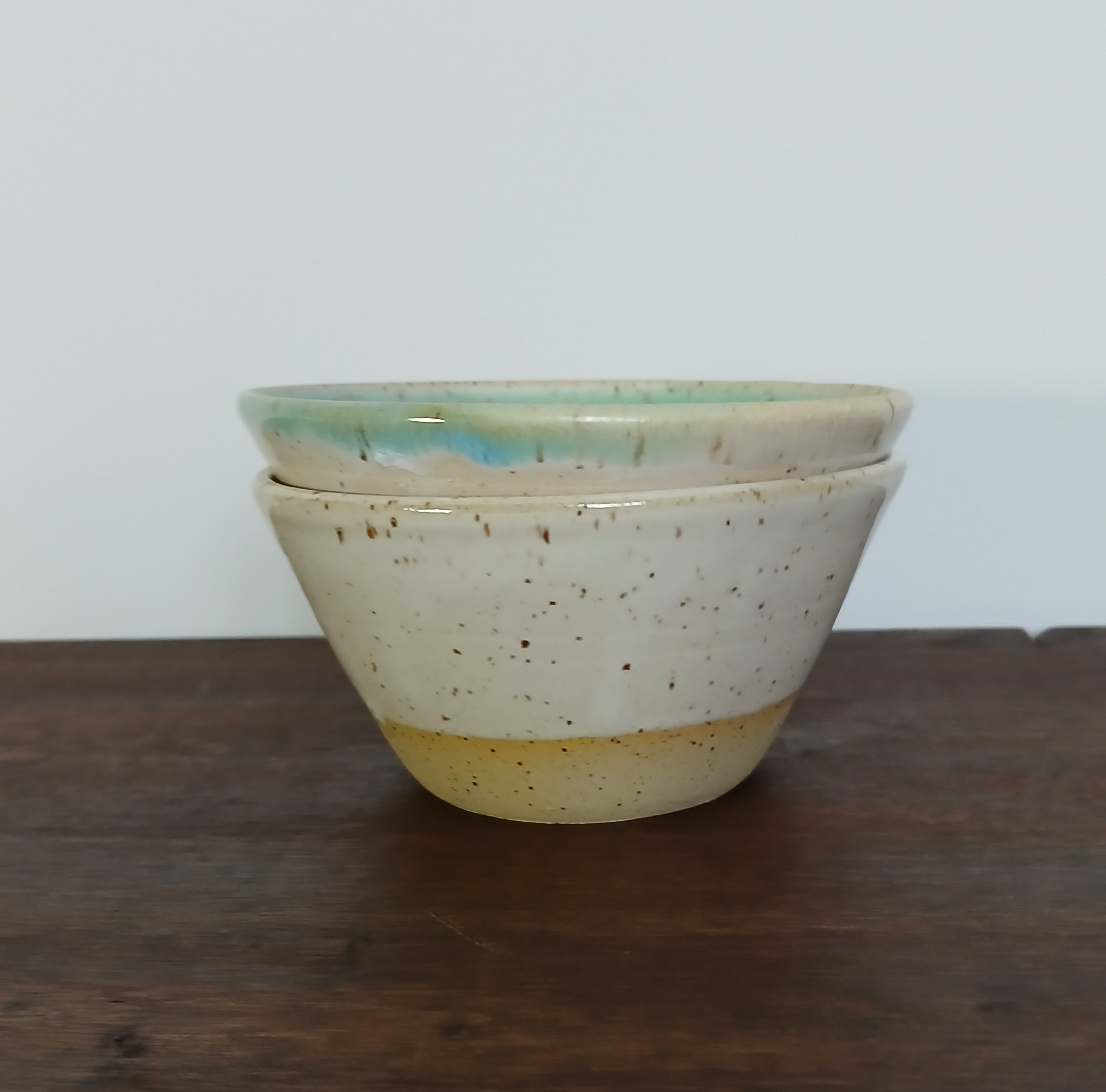 White and Turquoise Blue Two Bowl Set