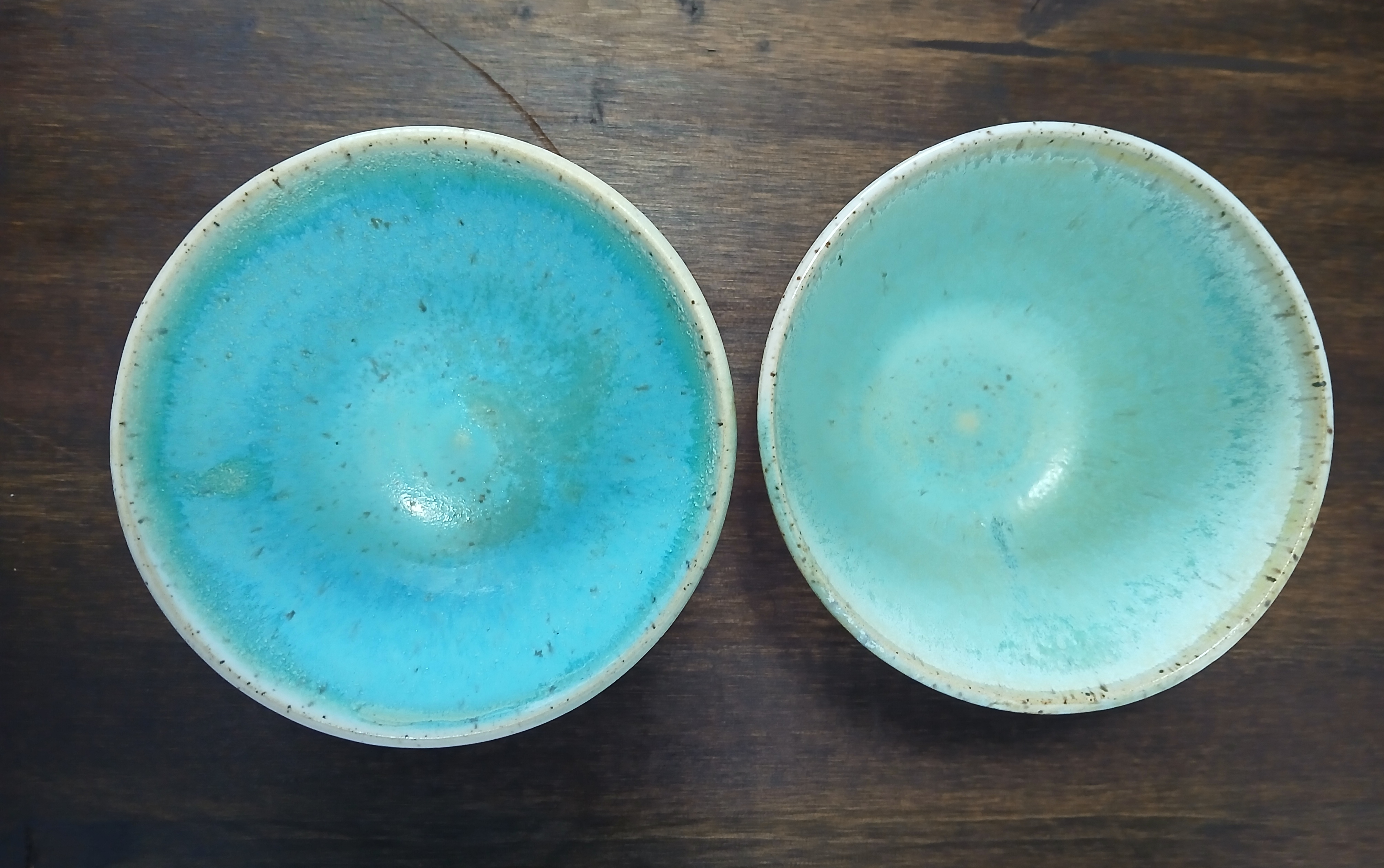 White and Turquoise Blue Two Bowl Set