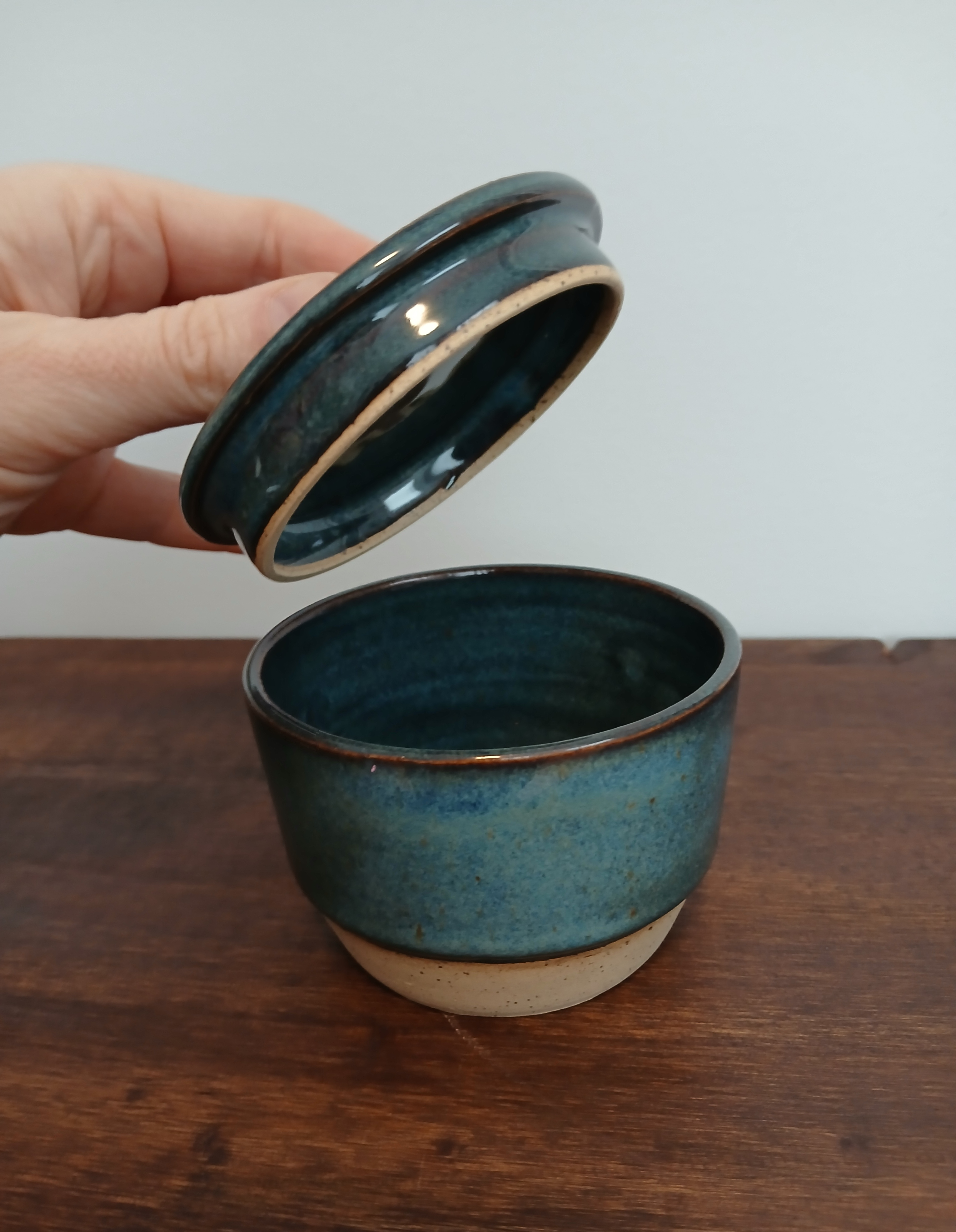 Handmade Ceramic Cream and Sugar Bowl Set - Blue