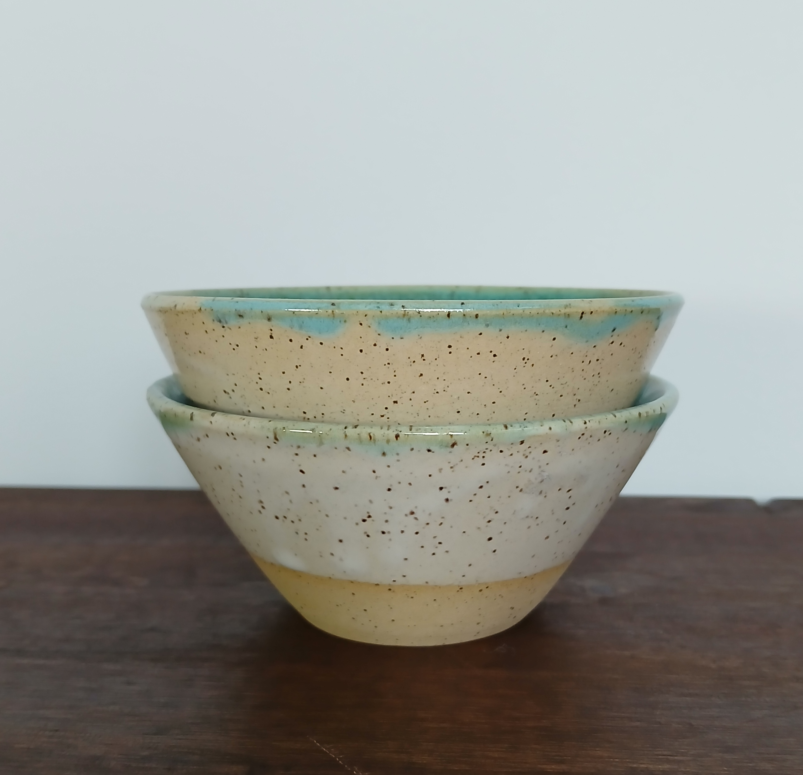 White and Sea Green Two Bowl Set