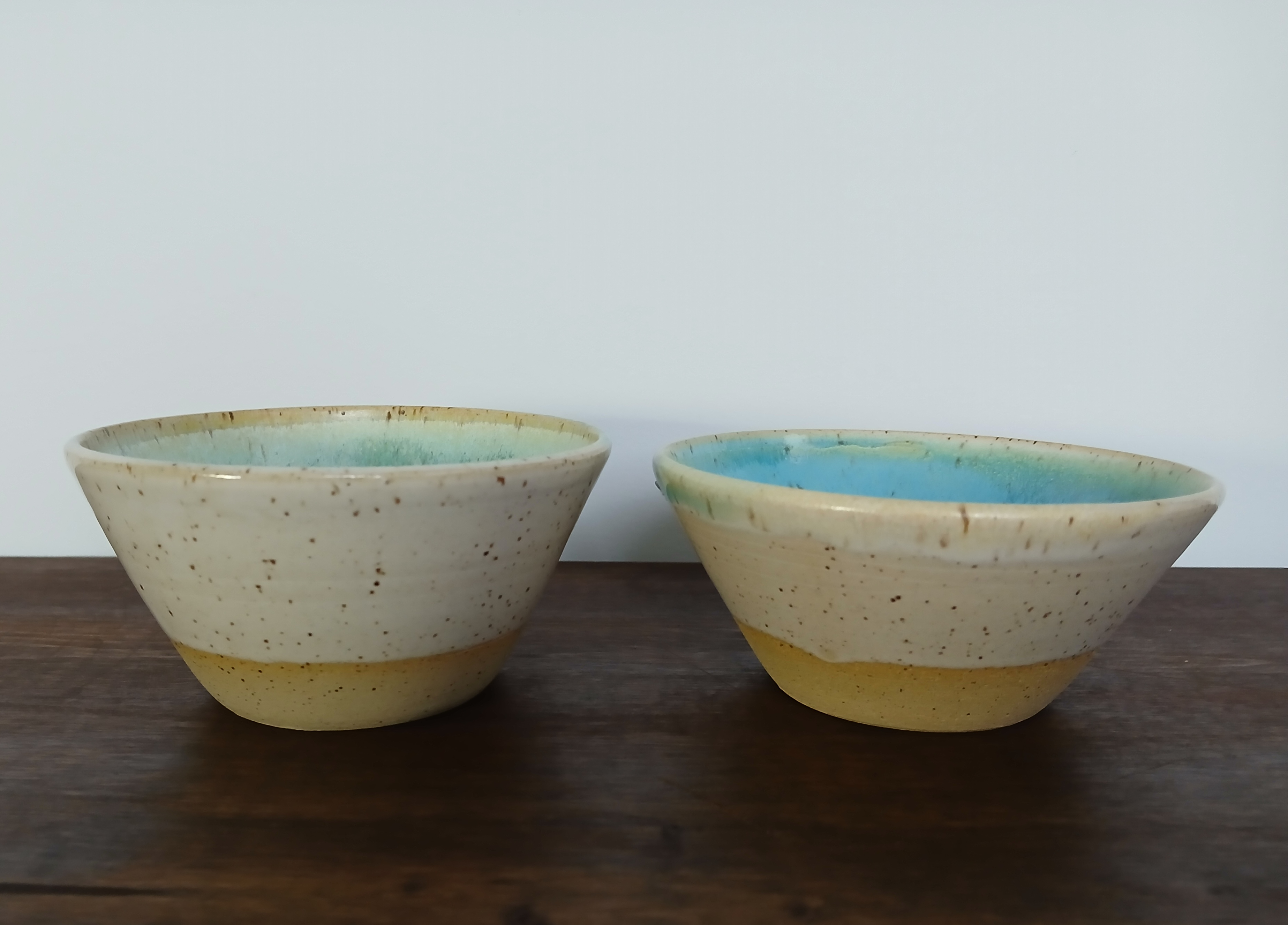 White and Turquoise Blue Two Bowl Set