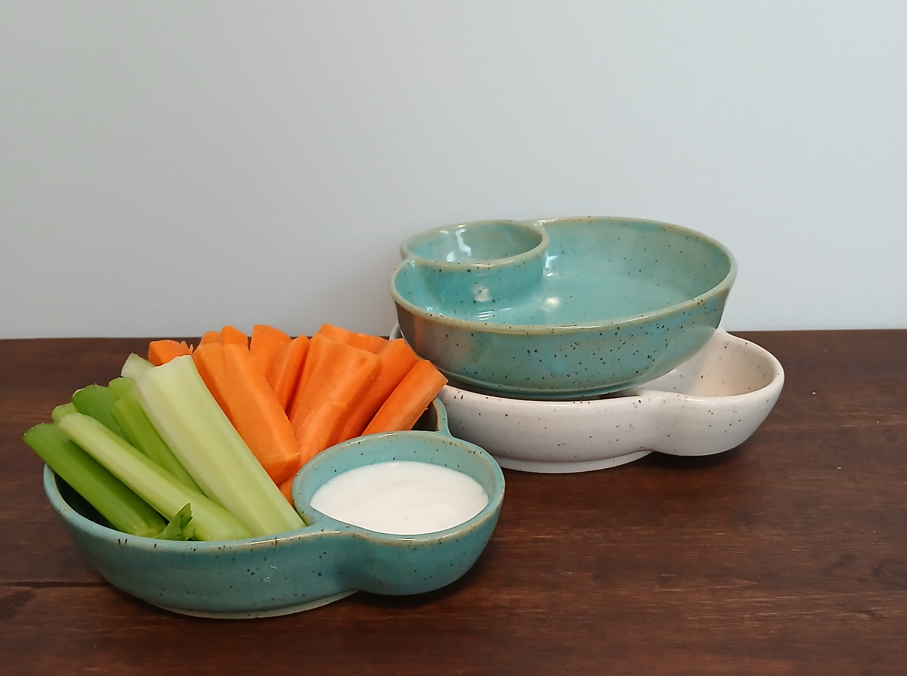 Handmade Ceramic Individual Appetizer Plate with dip Bowl