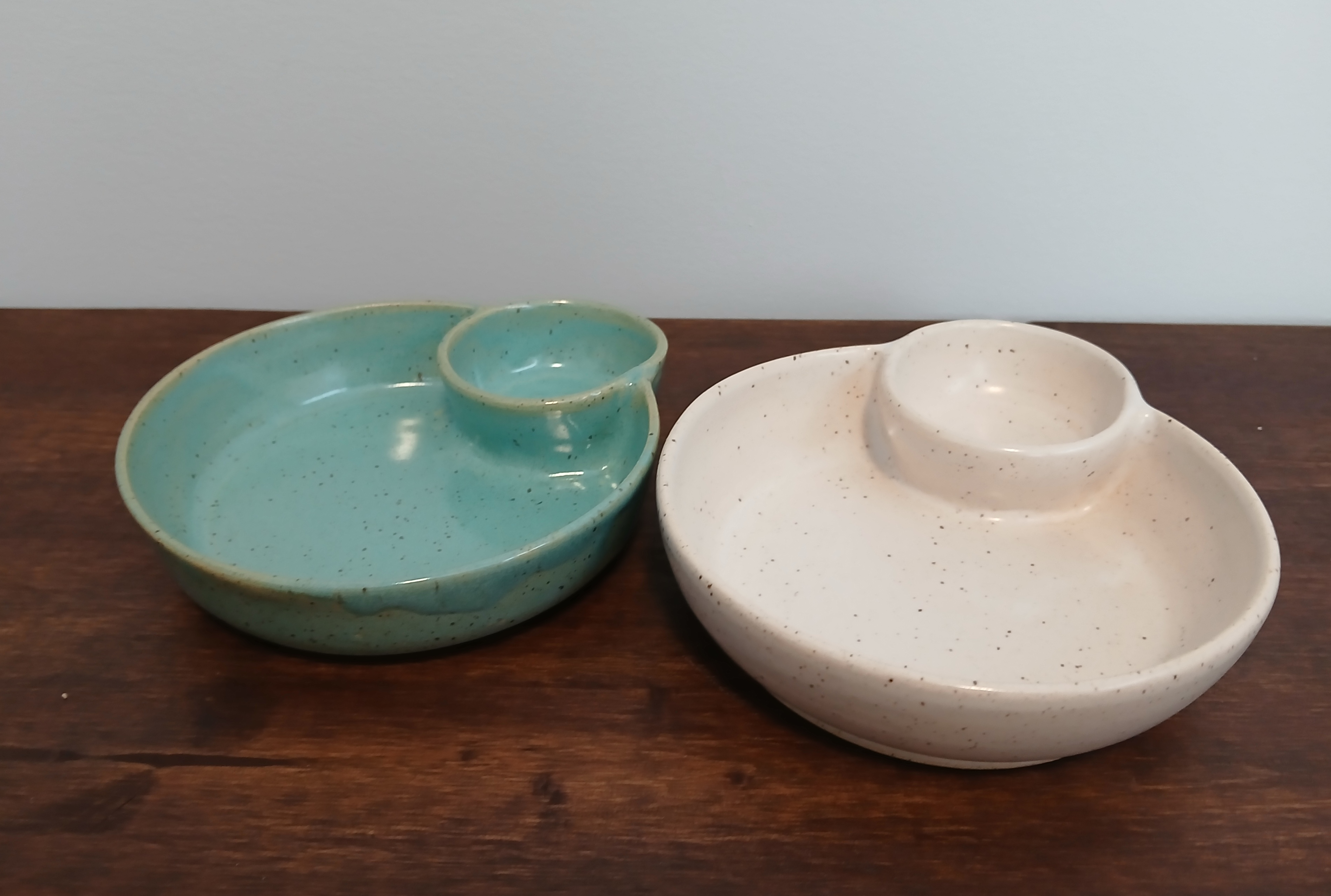 Handmade Ceramic Individual Appetizer Plate with dip Bowl