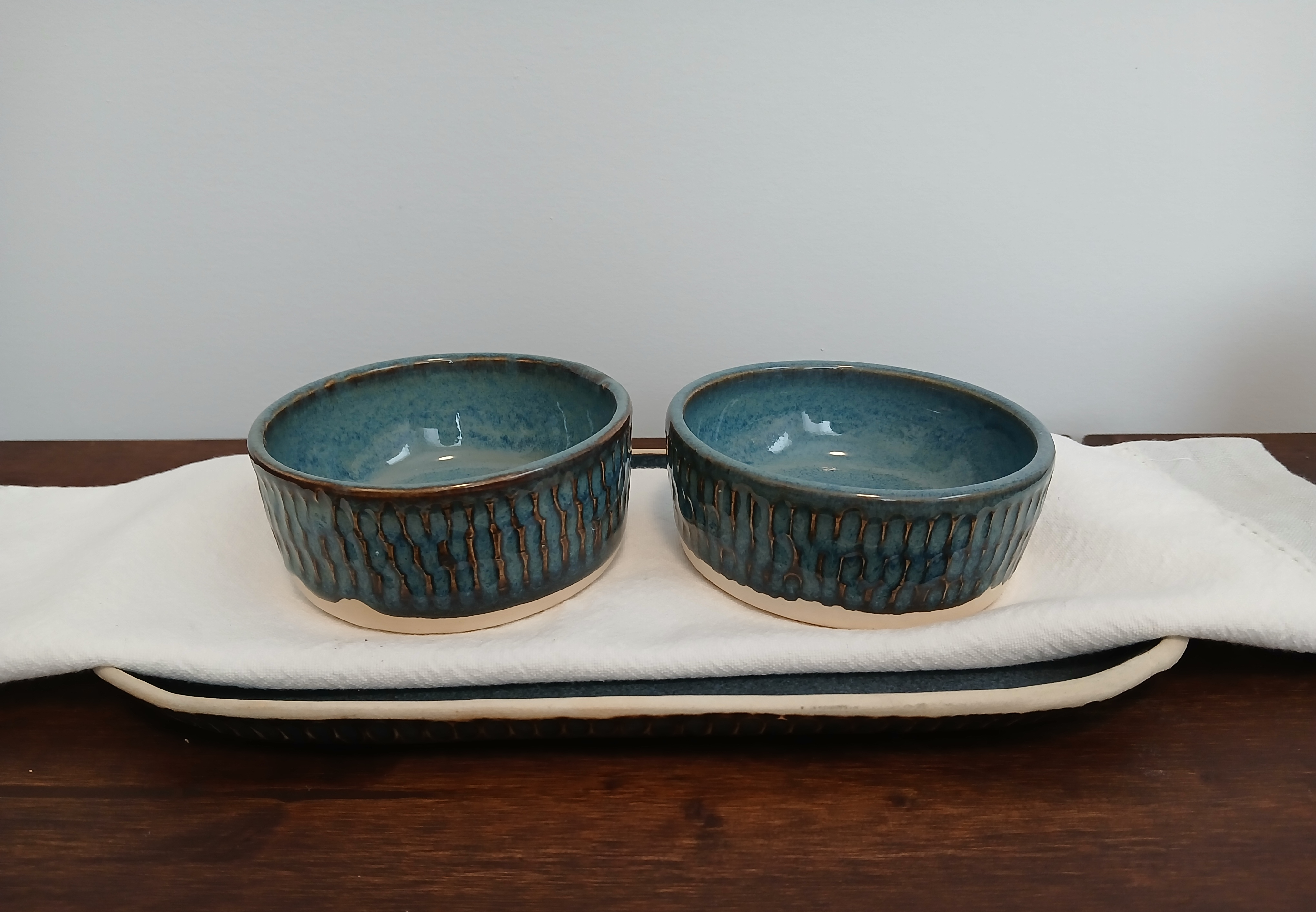 Handmade Ceramic Plate with Dip bowls- plate and bowl sold separately