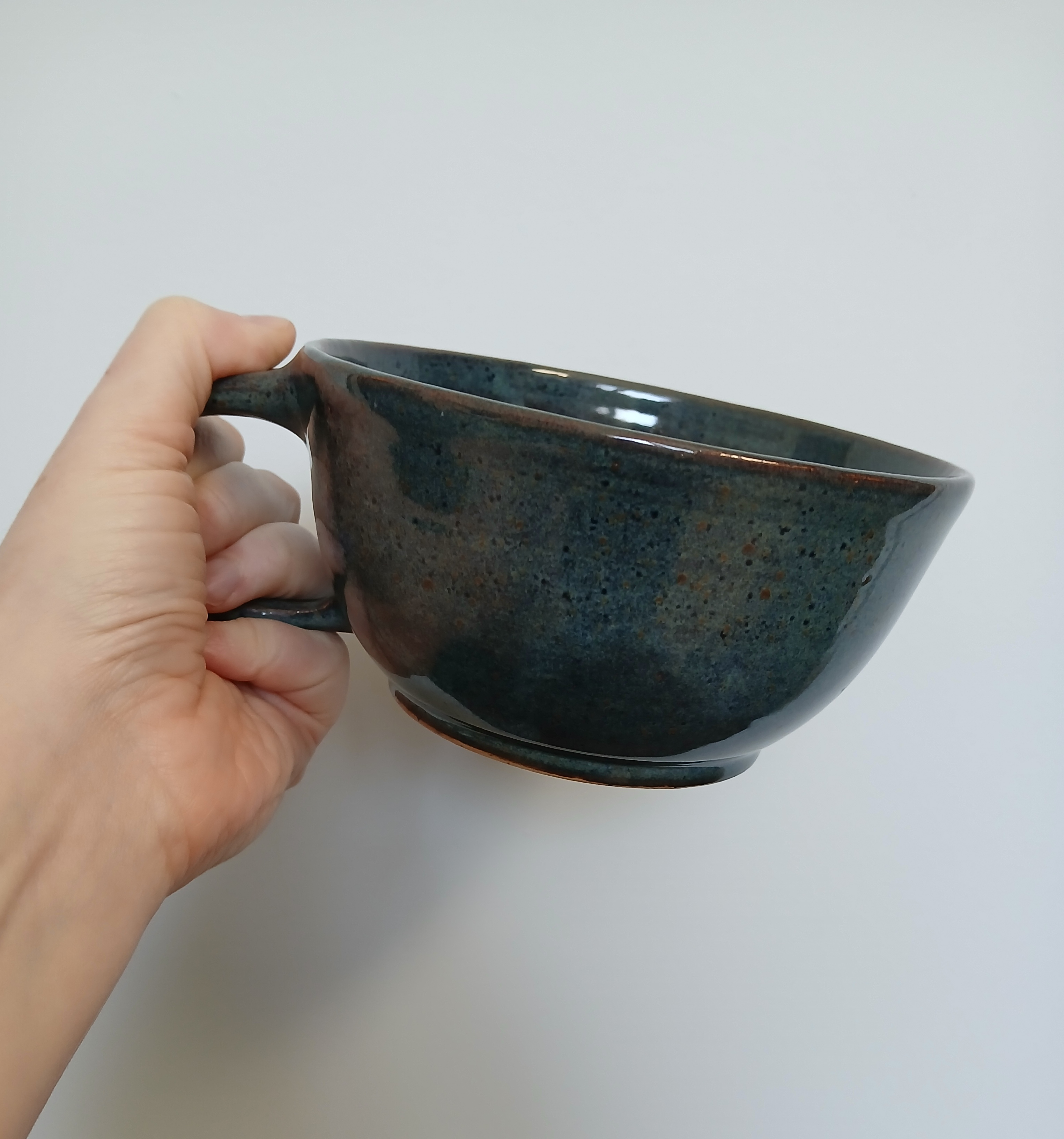 Deep blue cappuccino mug, soup bowl mug, large coffee or tea cup 12 oz and 16 oz capacity