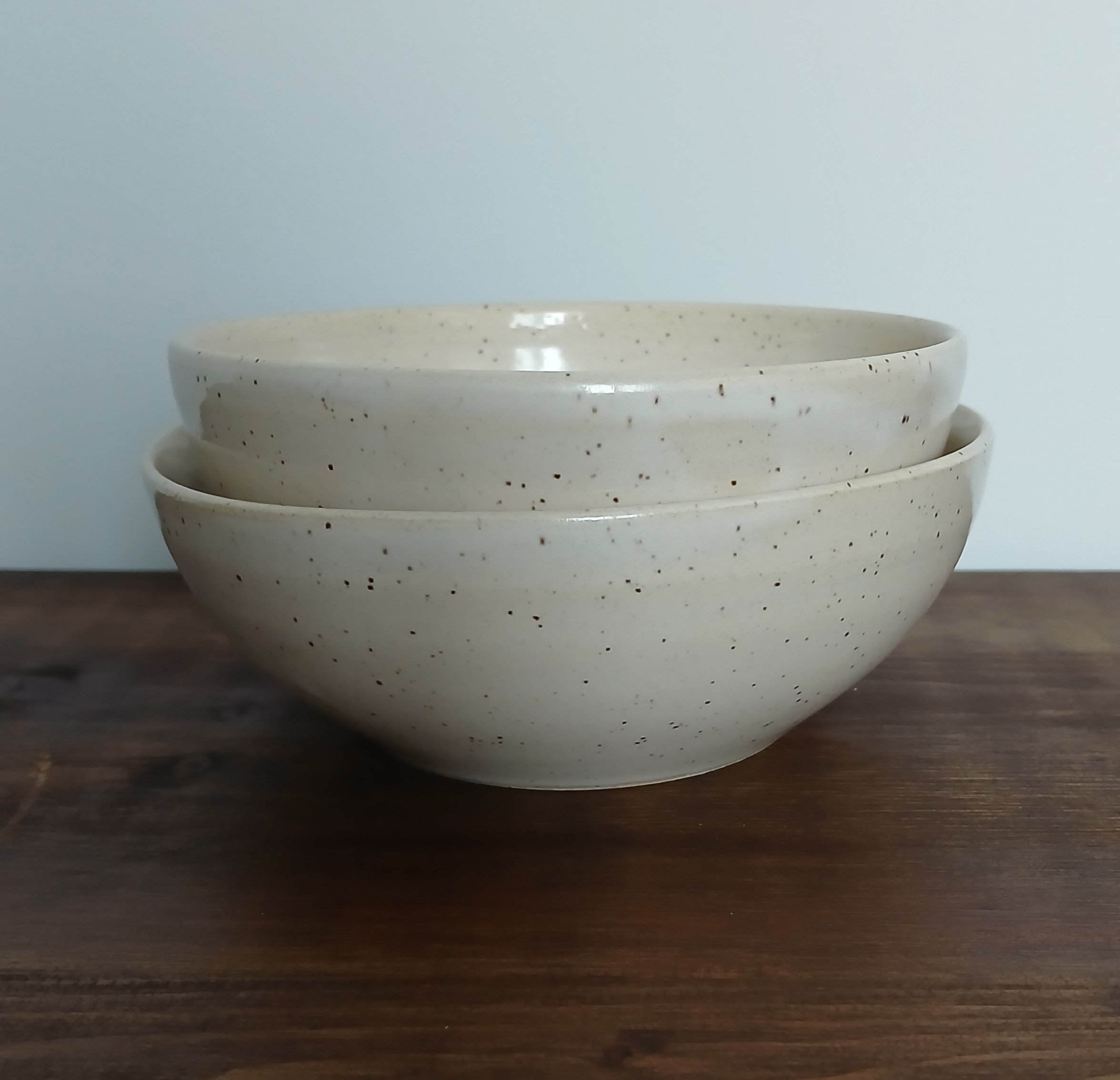 Handmade Ceramic White Two Bowl Set