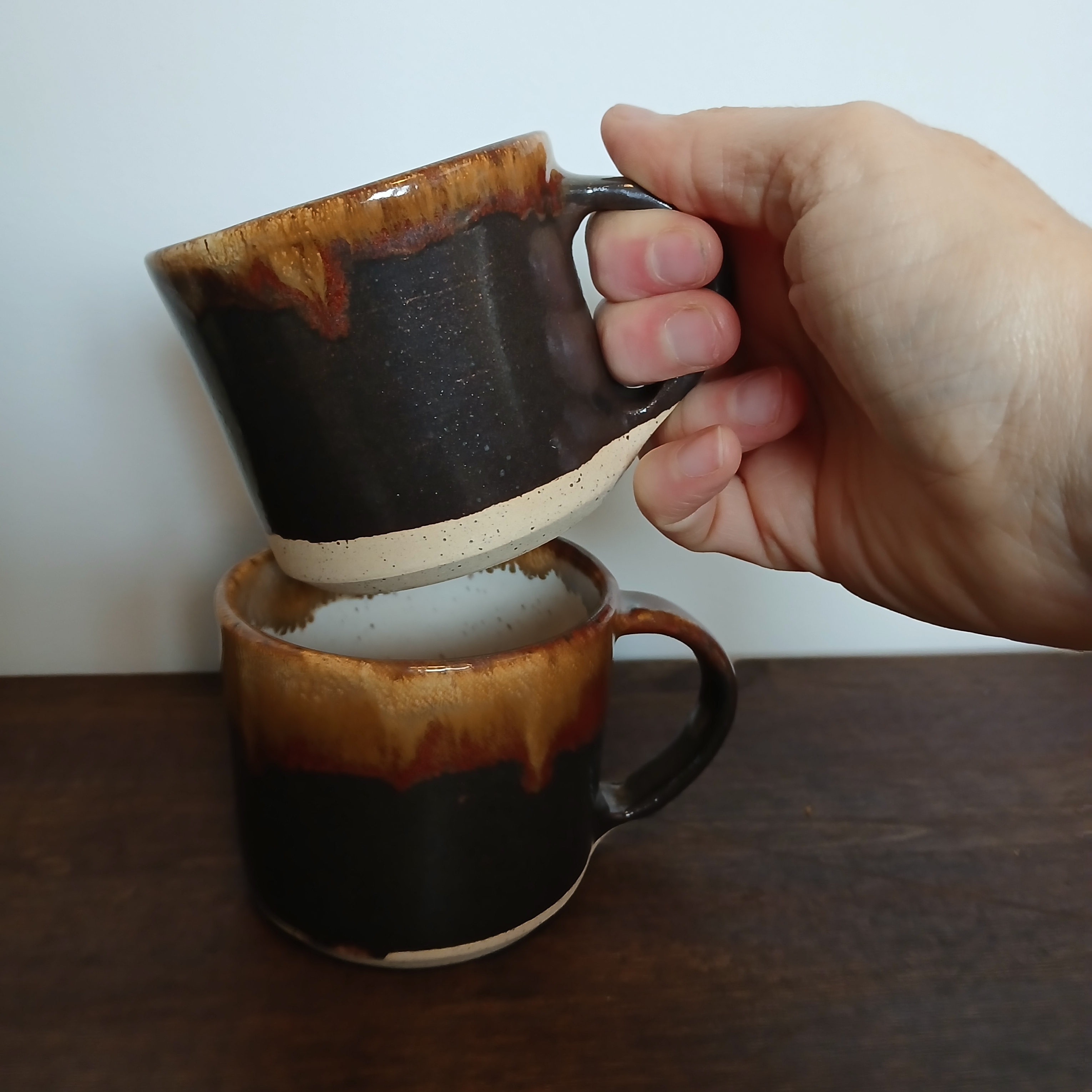 Two Toned Handmade Ceramic 6oz Coffee Mug