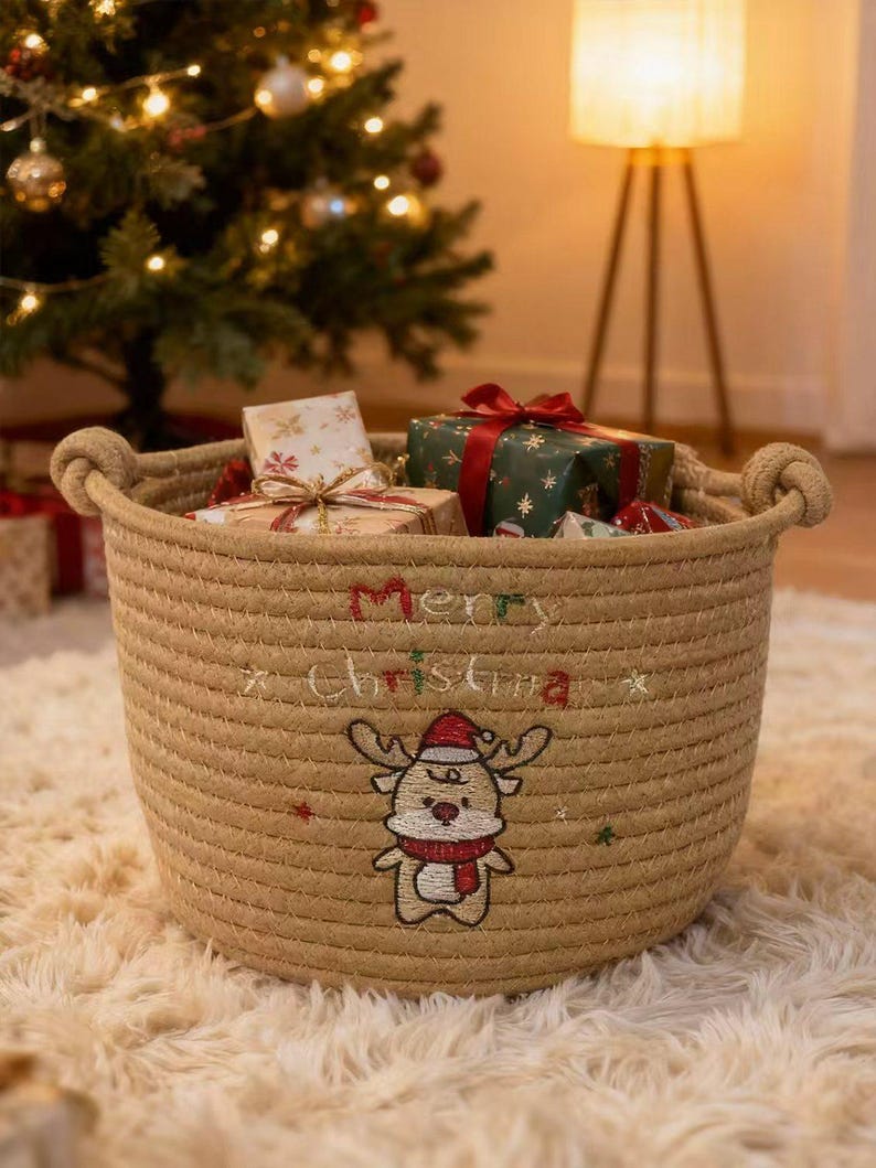 Christmas storage basket - cotton Christmas decoration