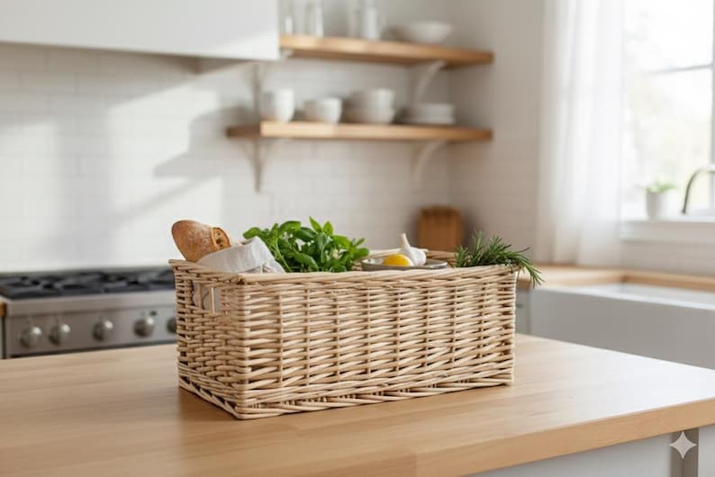 Woven Willow Storage Baskets (Set of 2): Rustic Farmhouse Organizer