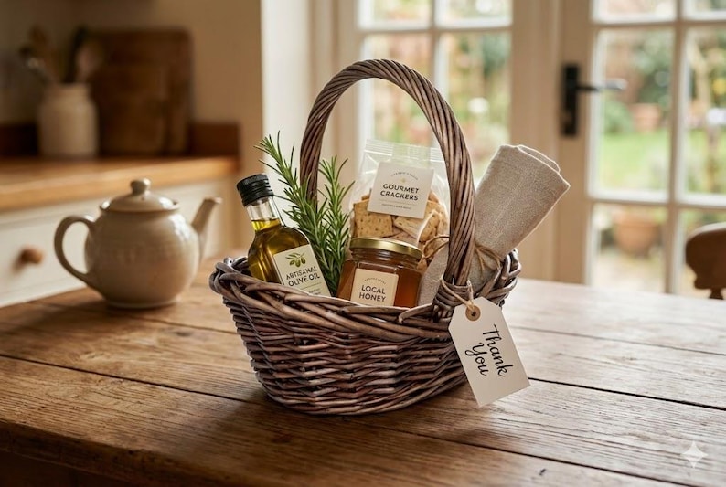 Dark Brown Willow Gift Basket Set, Rustic Christmas Hamper, Set of 3