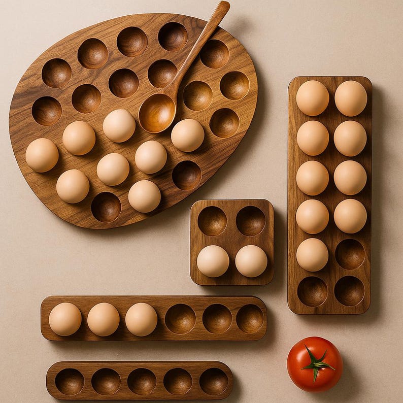Rustic Wooden Egg Holder | Farmhouse Kitchen Organizer