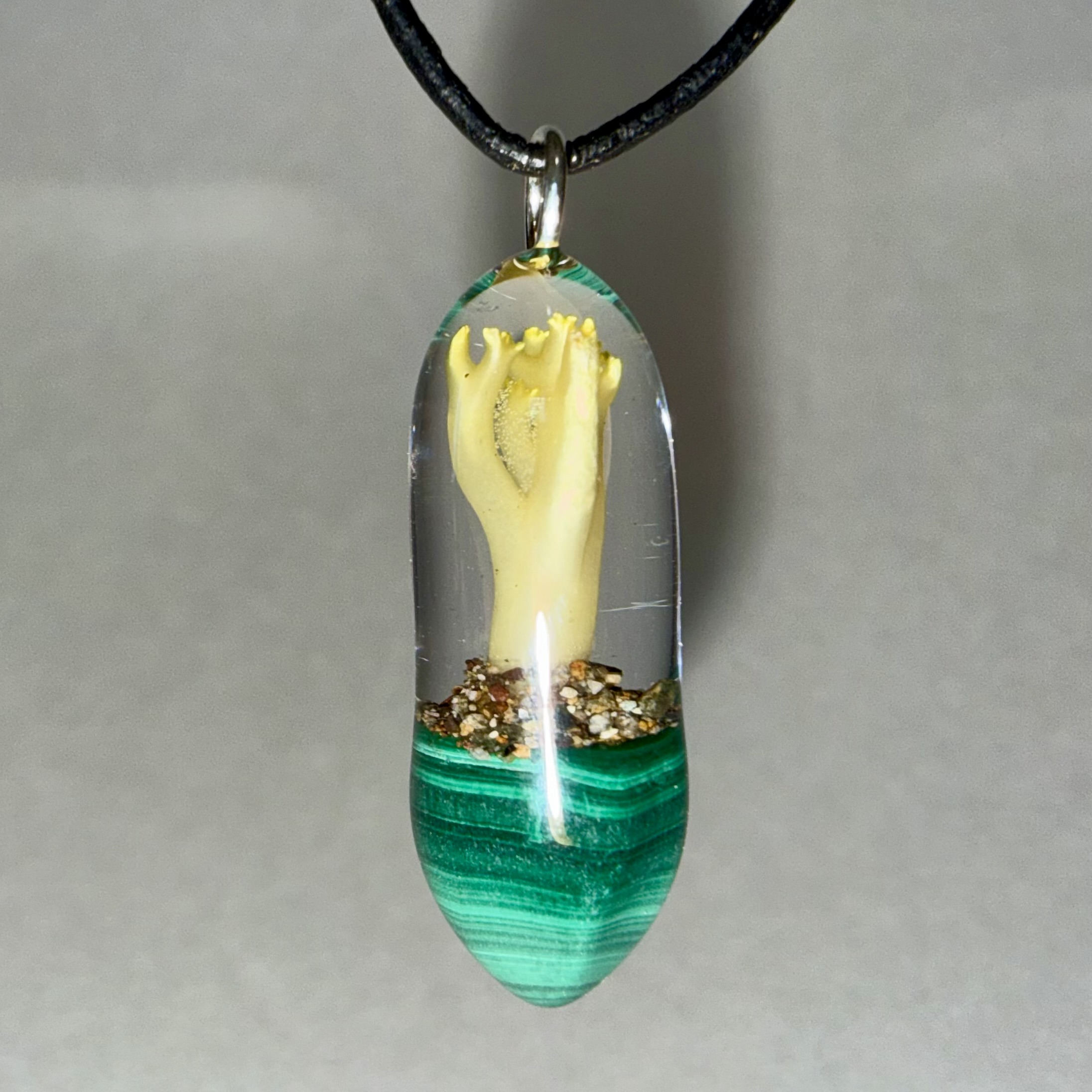 Yellow Coral + Malachite + Sand