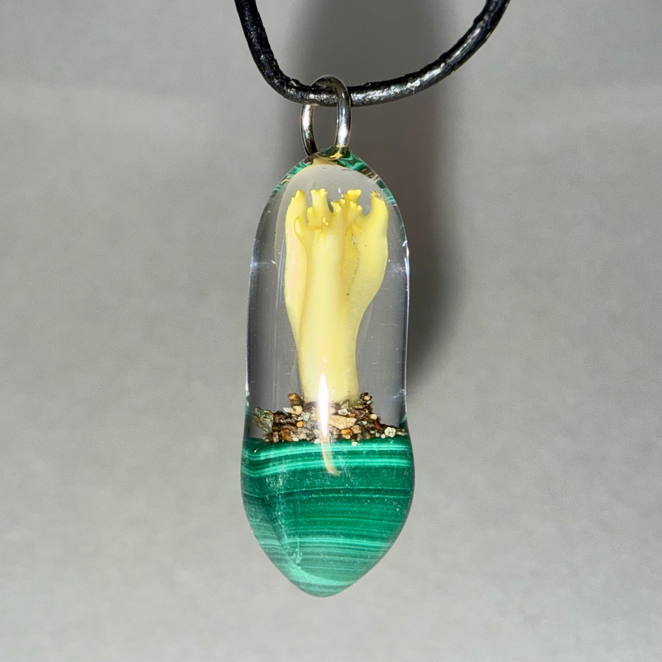 Yellow Coral + Malachite + Sand