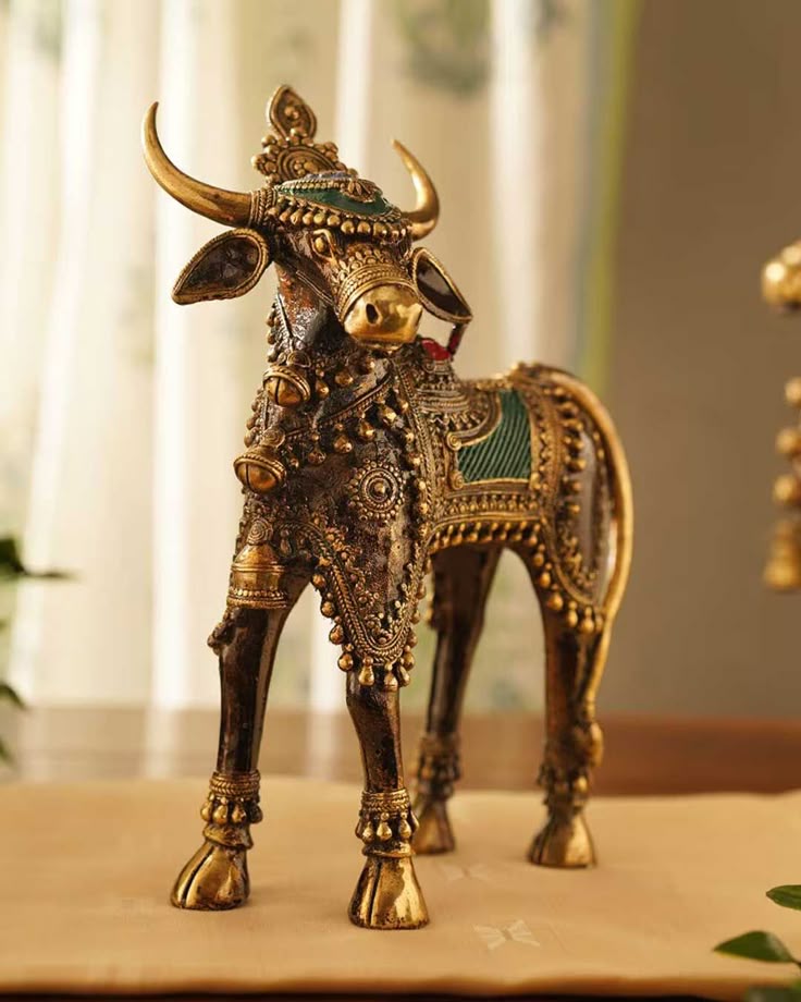 Decorative Brass Cow Figurine