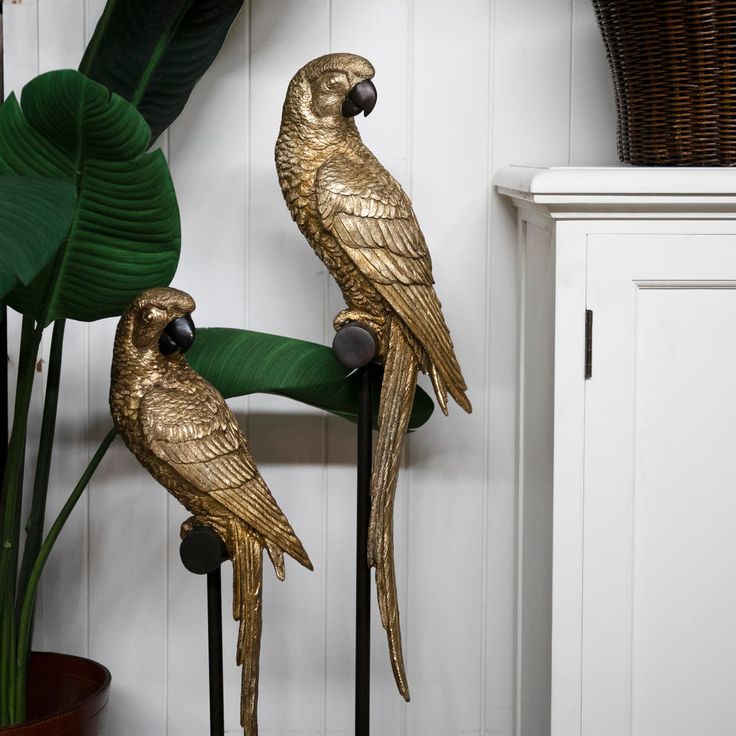 Gold Parrot Decorative Statues