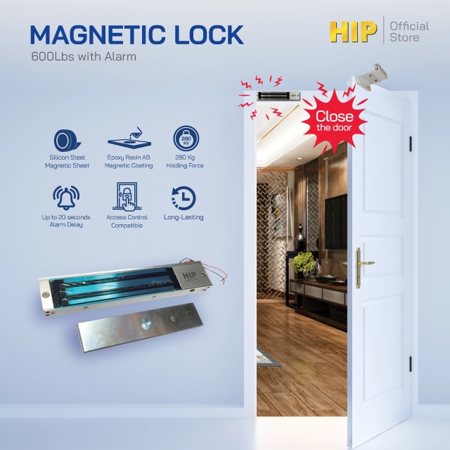 กลอนแม่เหล็กไฟฟ้า HIP รุ่น Magnetic Lock 600Lbs Alarm