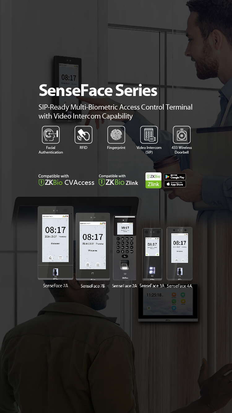 เครื่องสแกนลายนิ้วมือ ZKTeco รุ่น ZK : SenseFace 2A