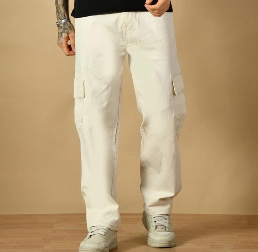 Men's White Cargo Pants
