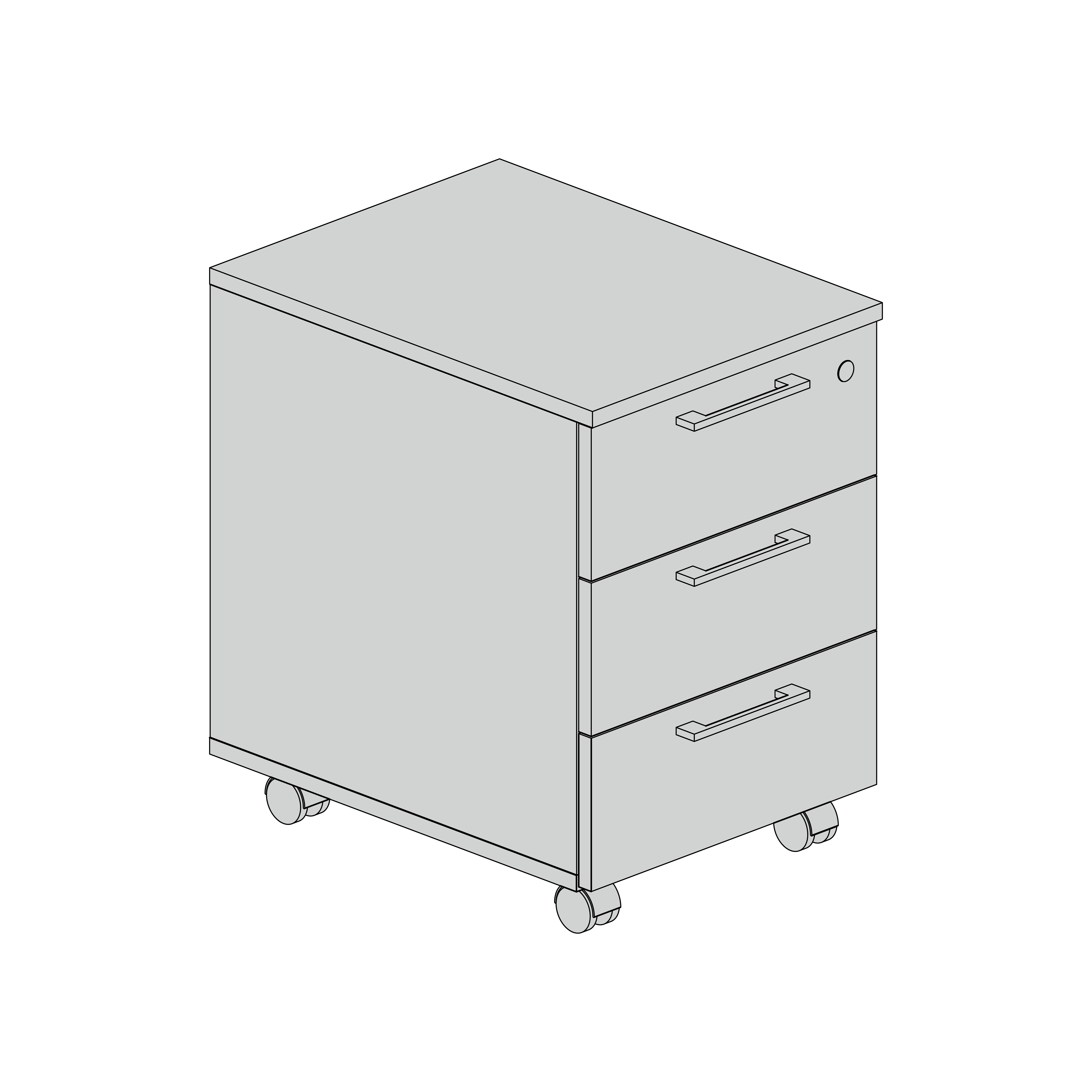 Cassettiera 3 cassetti su ruote 