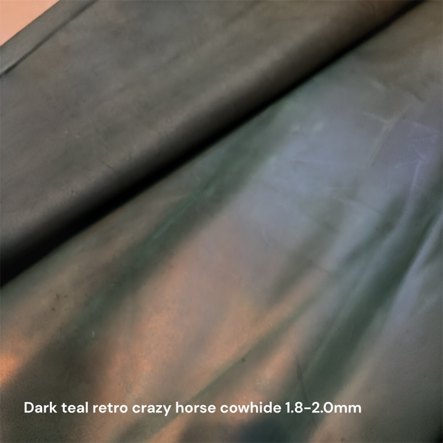 Dark teal retro crazy horse cowhide leather