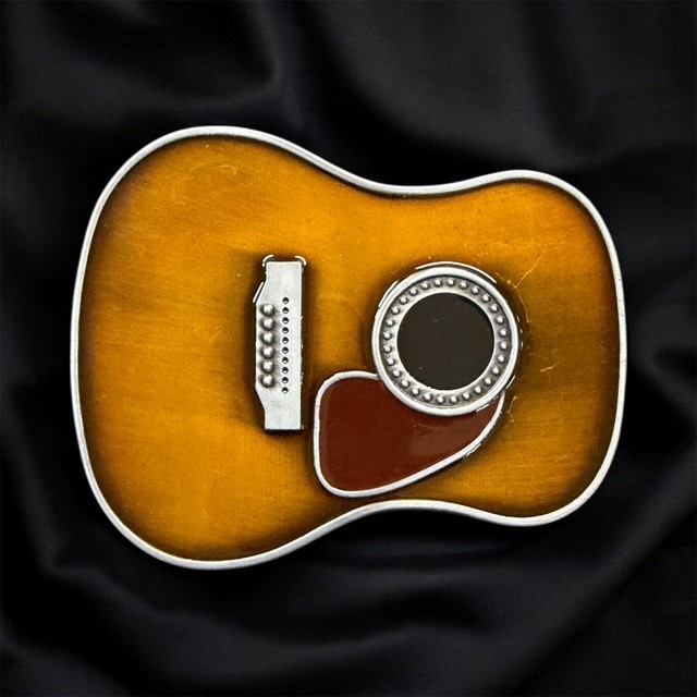Guitar-shaped belt buckle