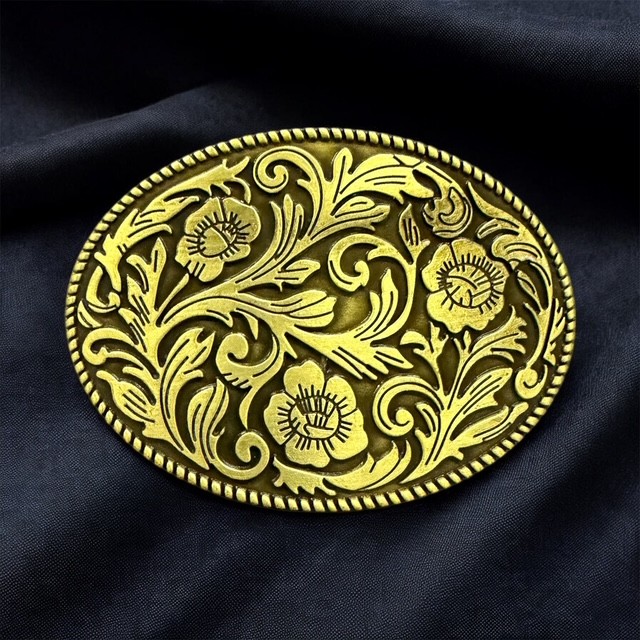 Antique Brass Floral Belt Buckle