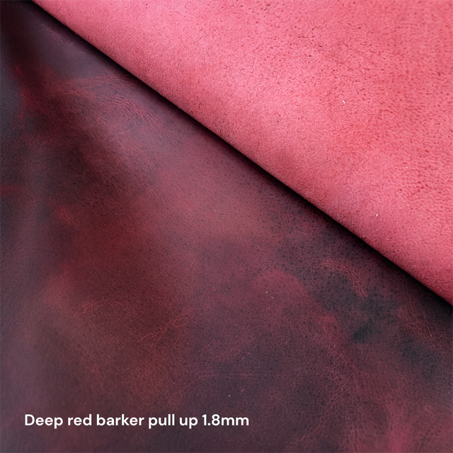 Deep Red Barker Pull Up Leather 1.8mm