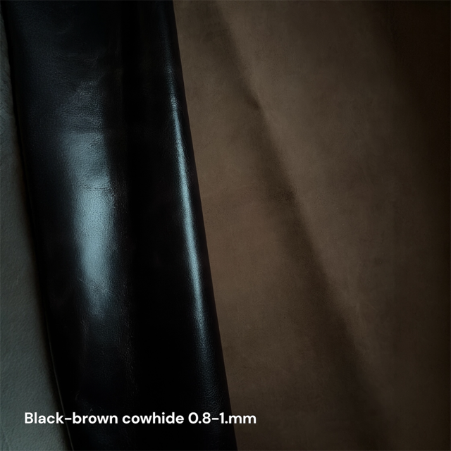 Black-brown cowhide leather