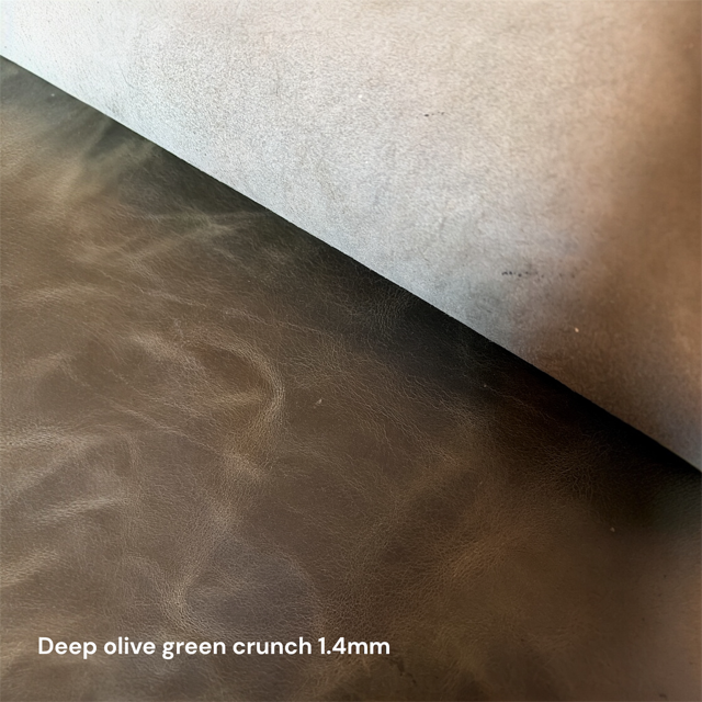 Deep Olive Green Crunch Leather