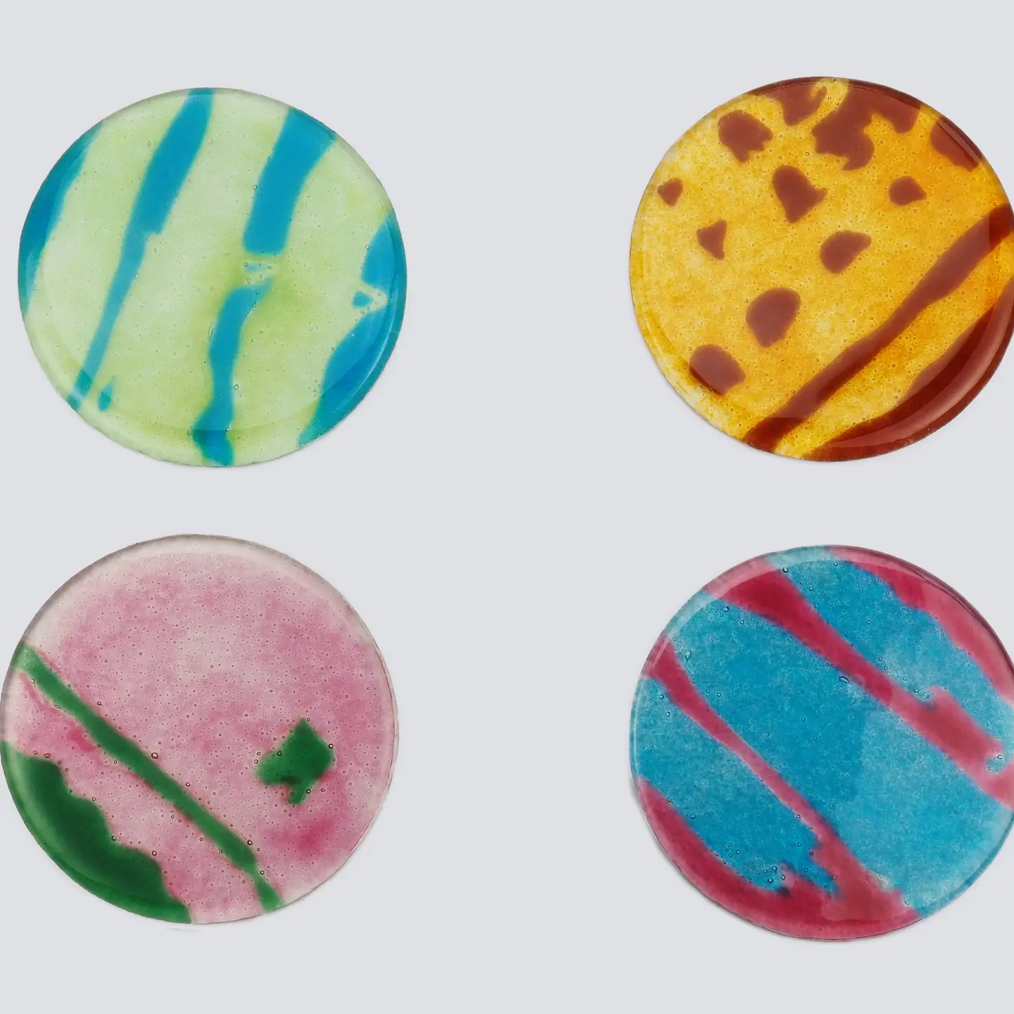 Set de posavasos de vidrio pintado a mano 