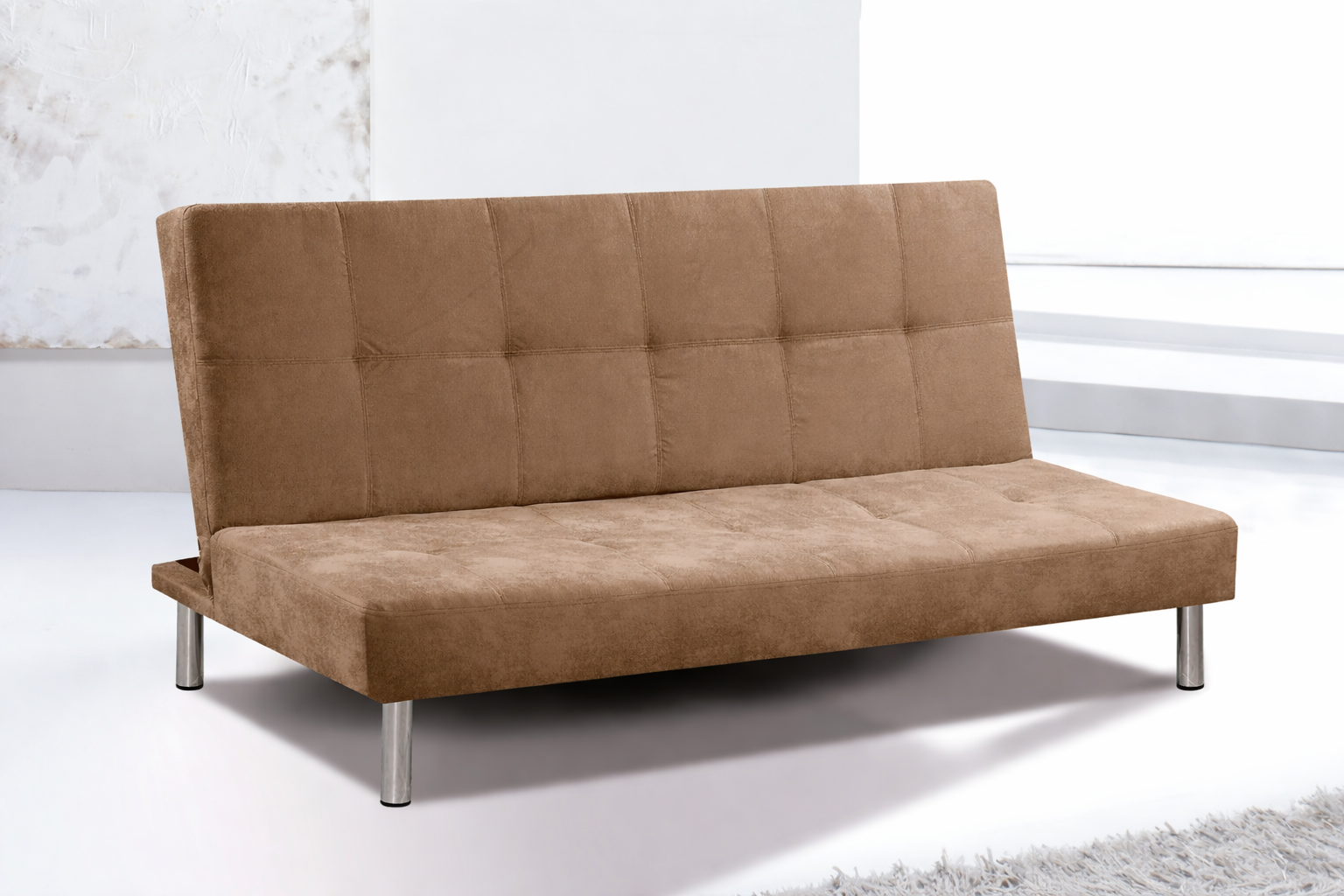 Sofá Cama Clic-Clac con Patas Cromadas y Tapizado en Microfibra