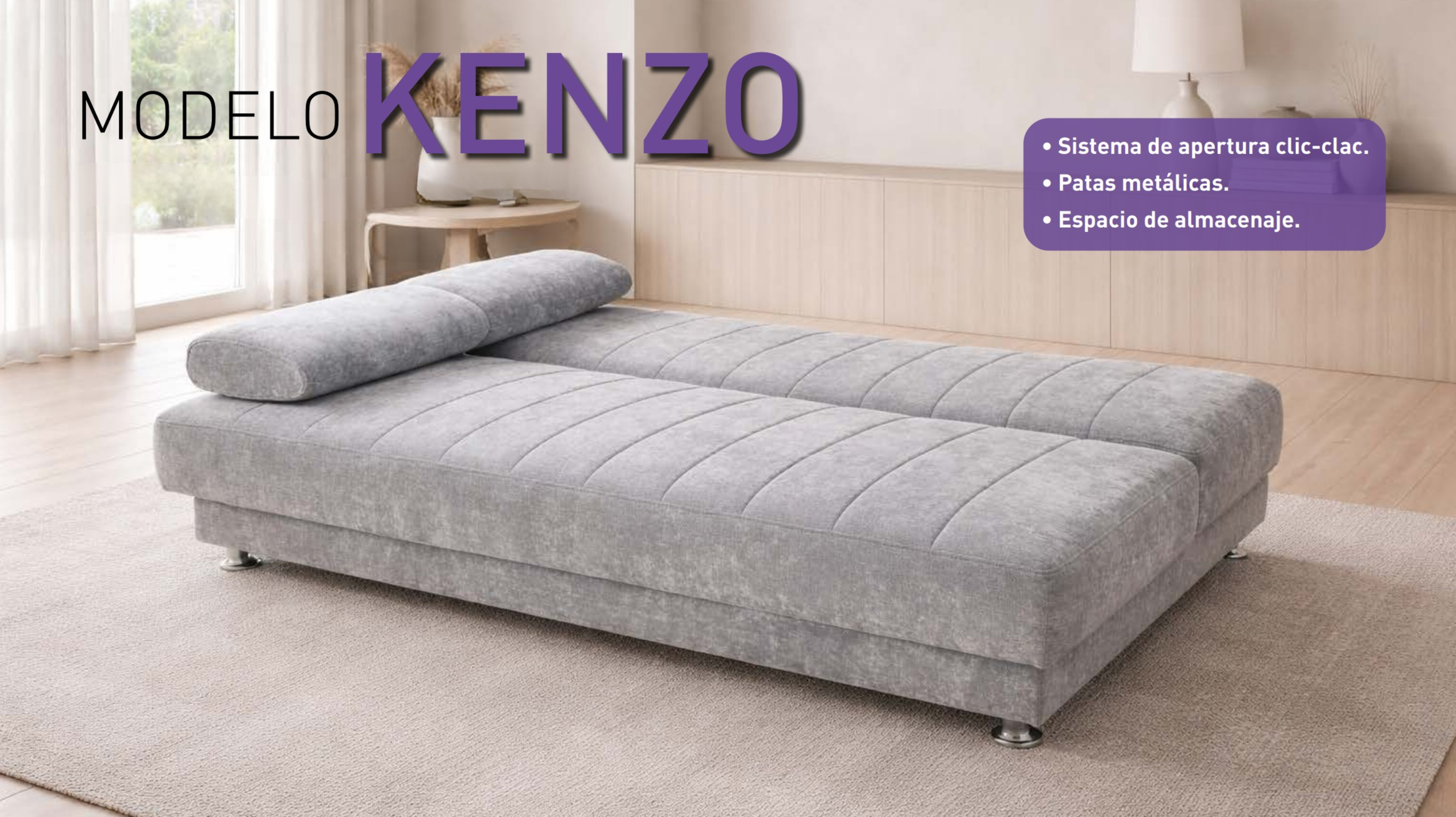 Sofá cama clic-clac con arcón