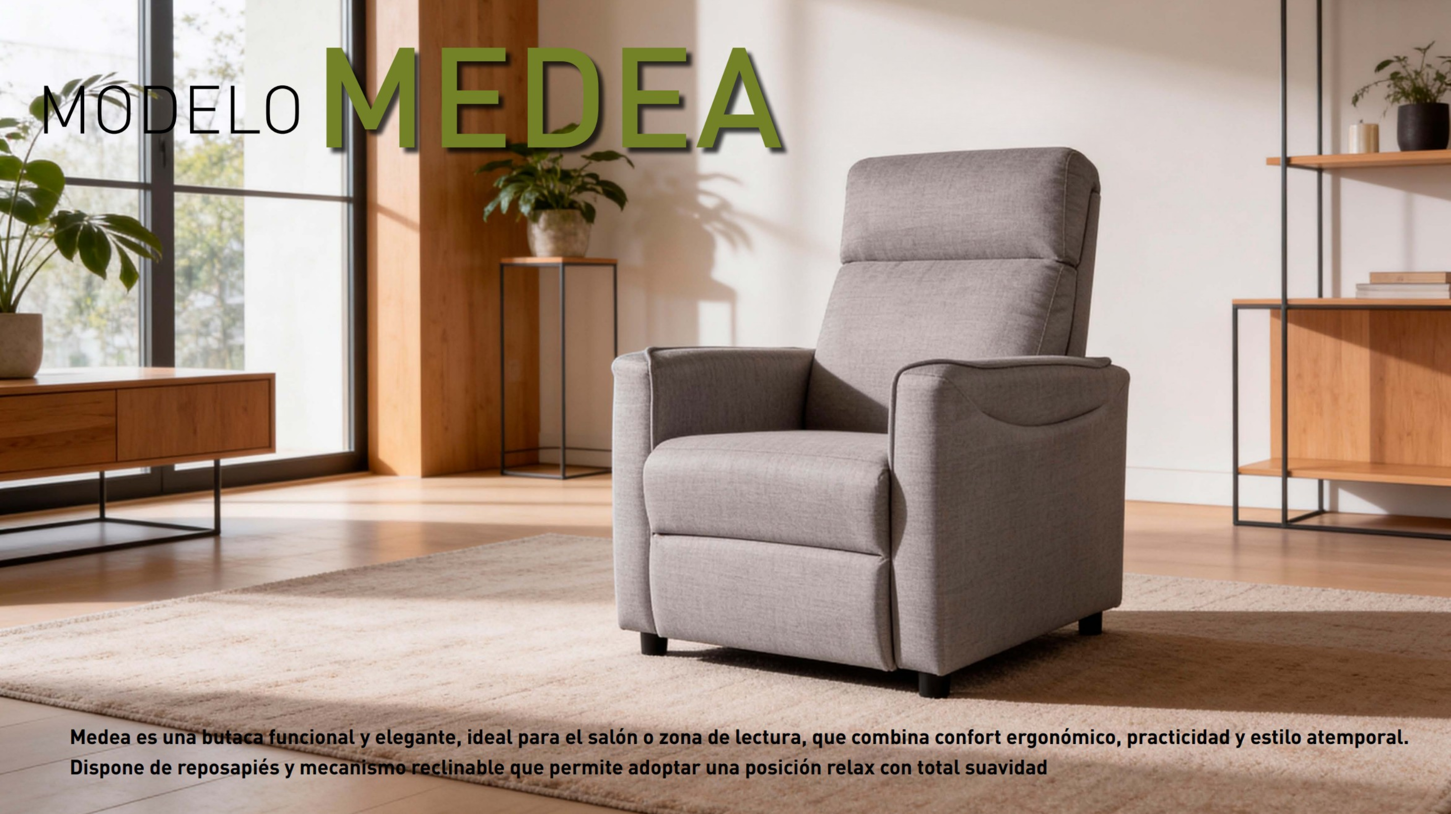 Butaca Relax Gris – Con Sistema de Empuje