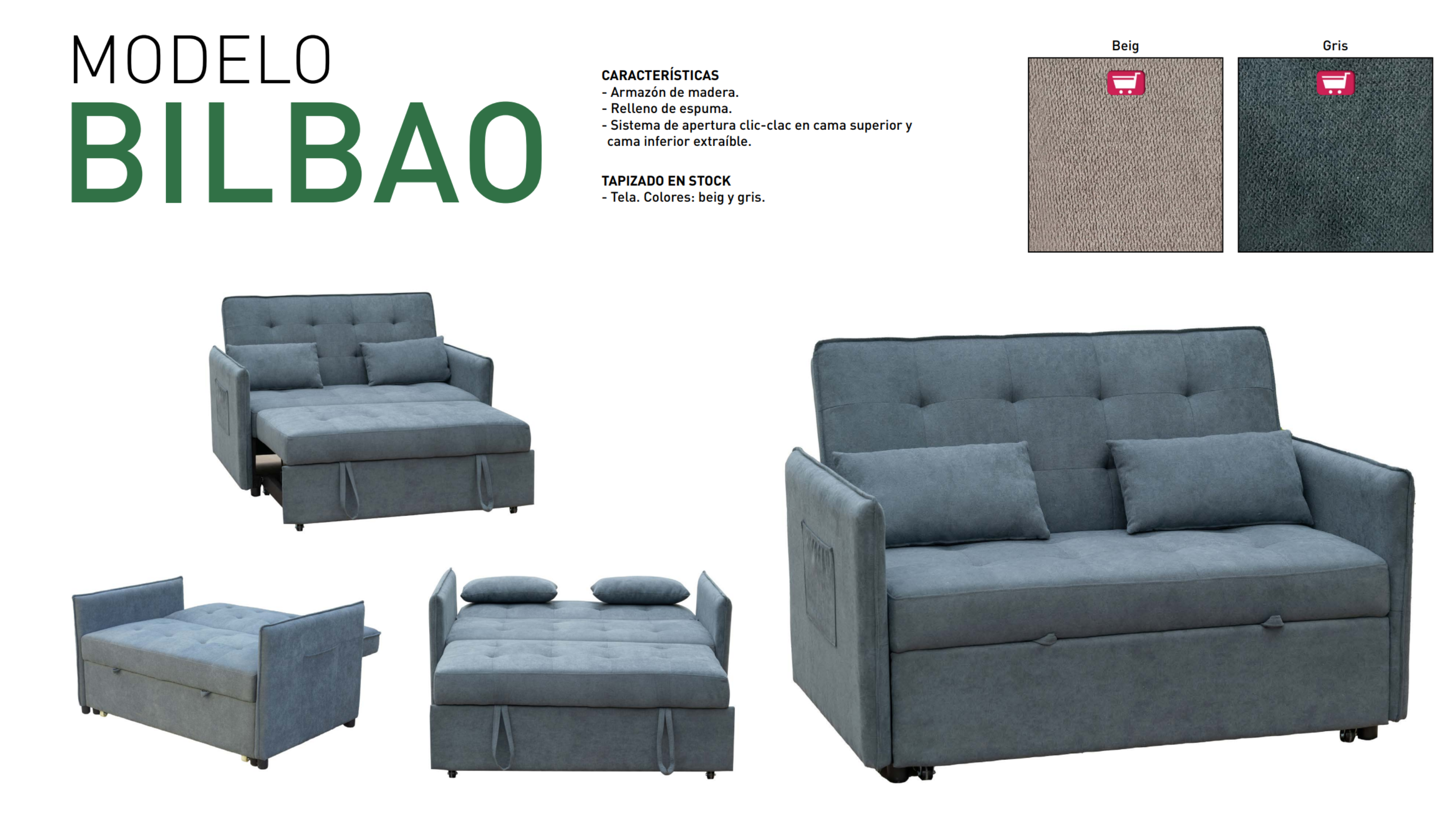 Sofá Cama con Brazos Convertible con Cama Extraíble