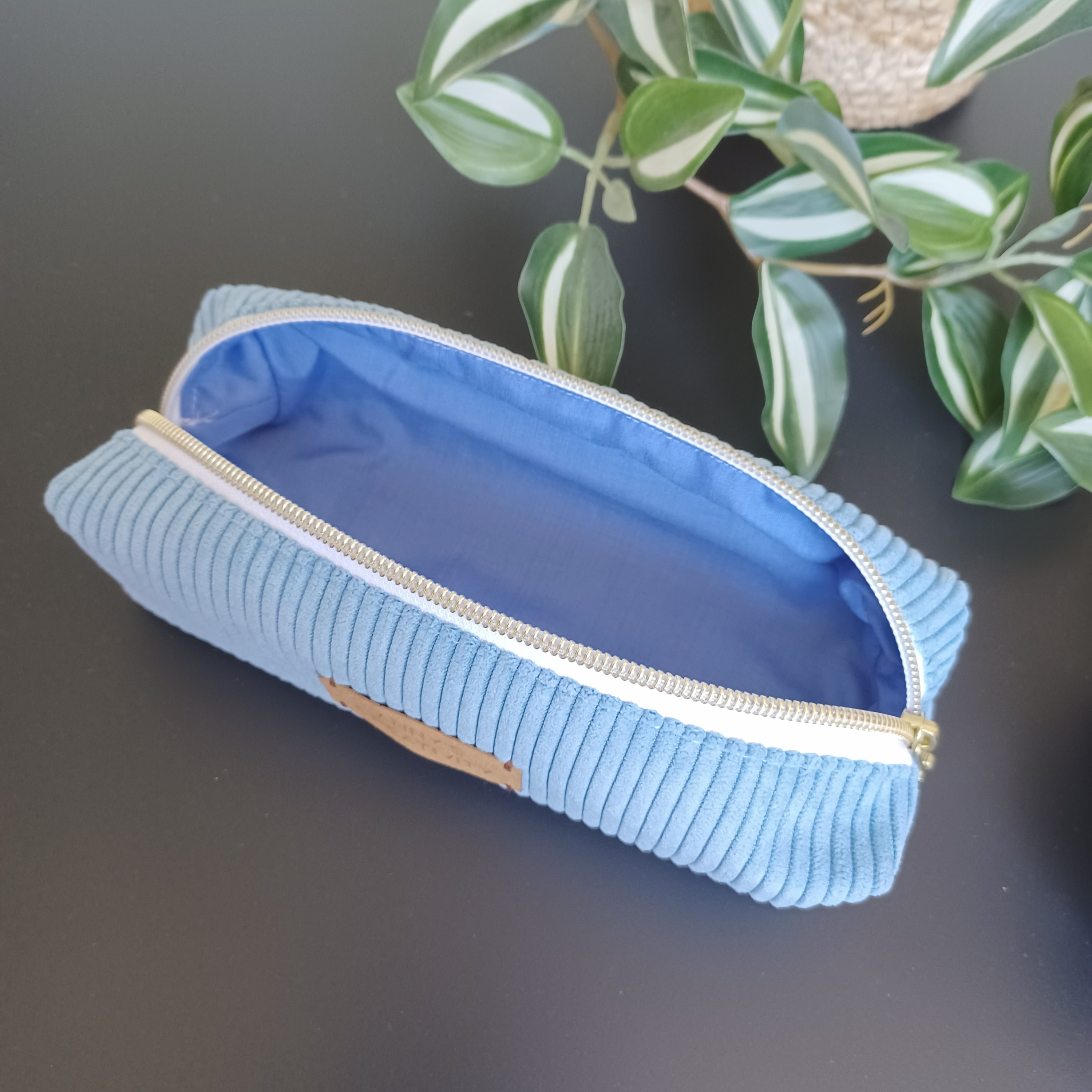 Trousse scolaire en velours côtelé