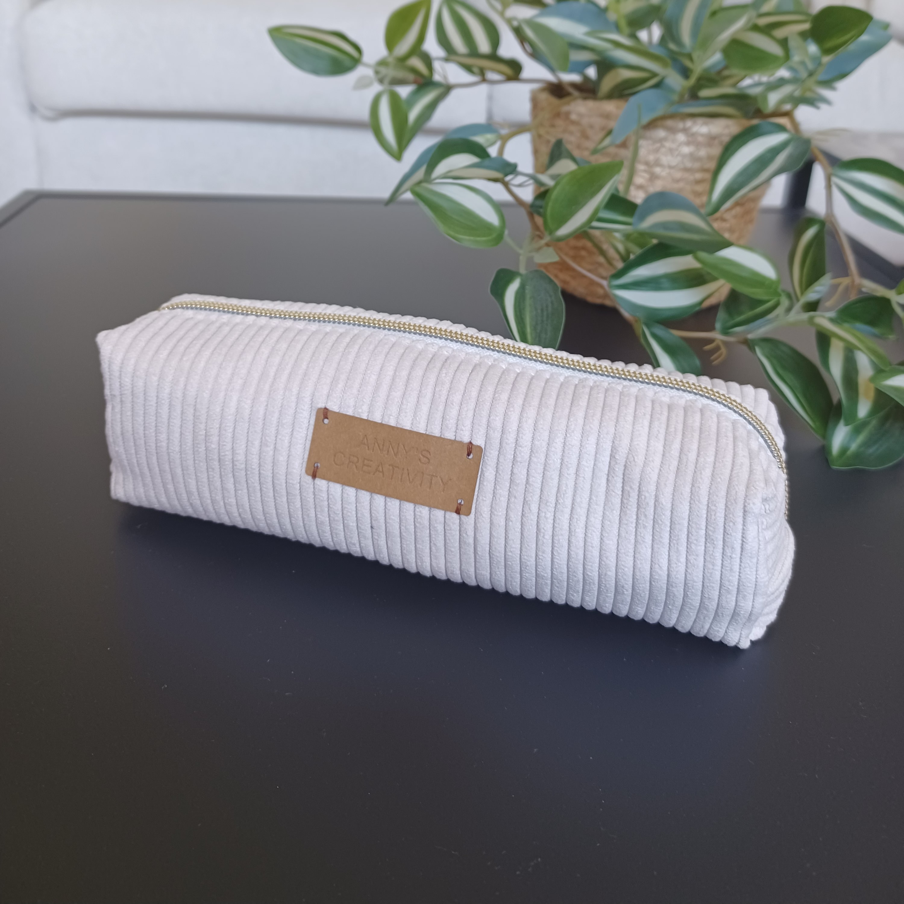 Trousse scolaire en velours côtelé
