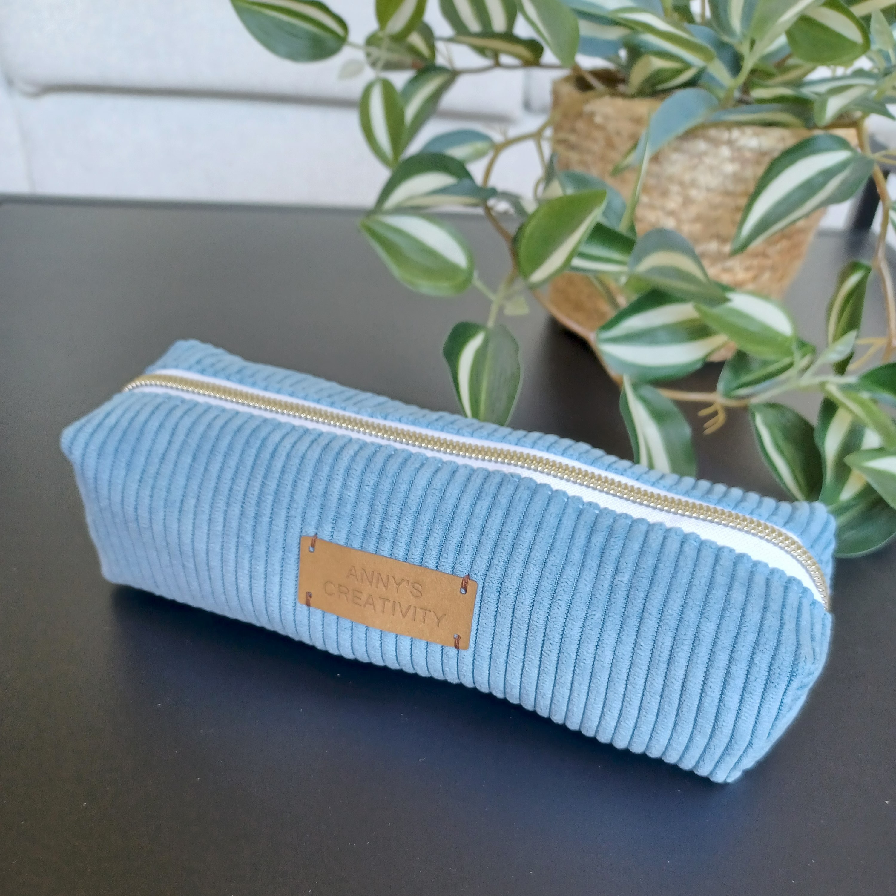 Trousse scolaire en velours côtelé