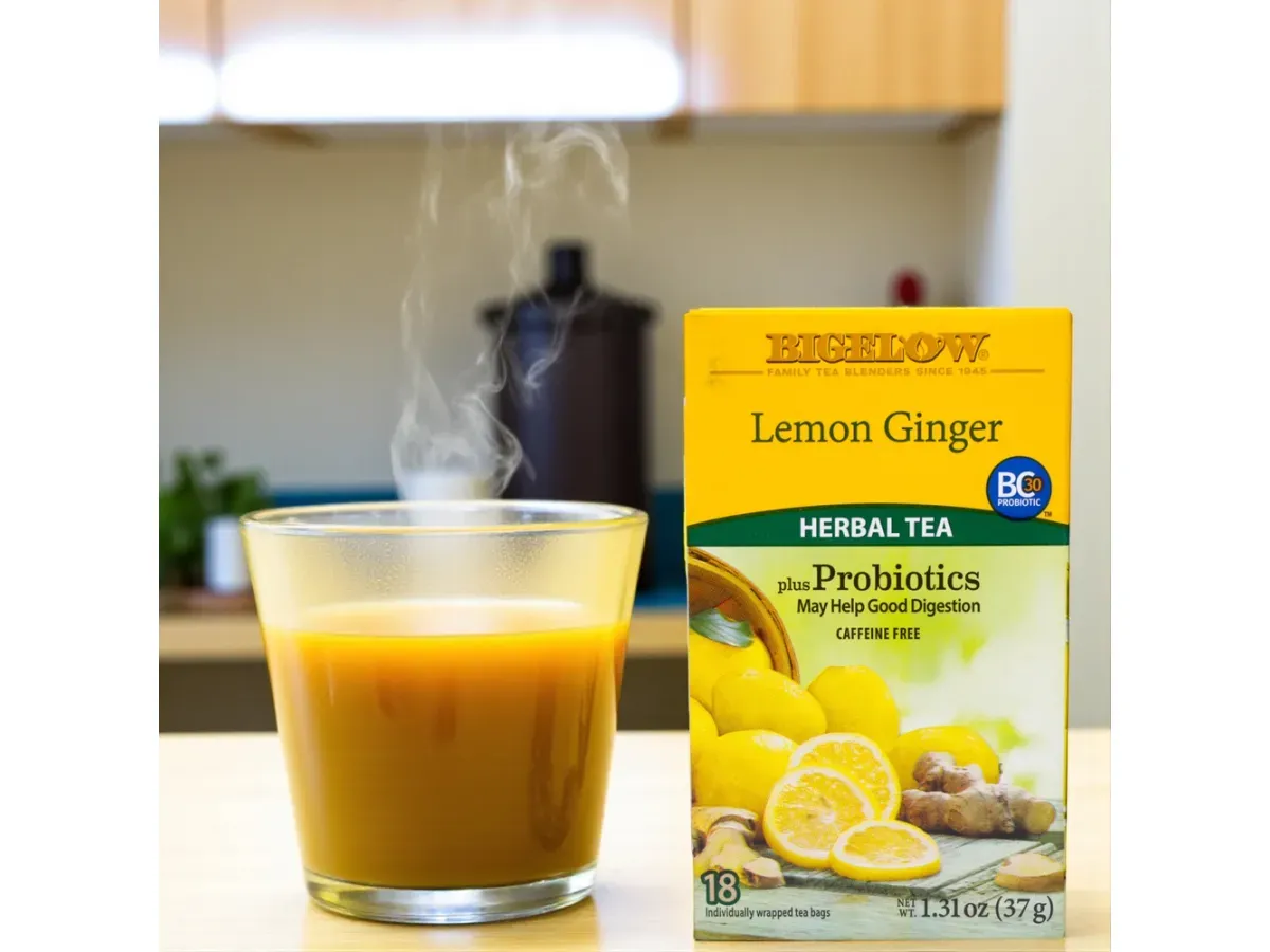Bigelow Lemon Ginger plus Probiotics – Bienestar y frescura en cada taza ☕🍋
