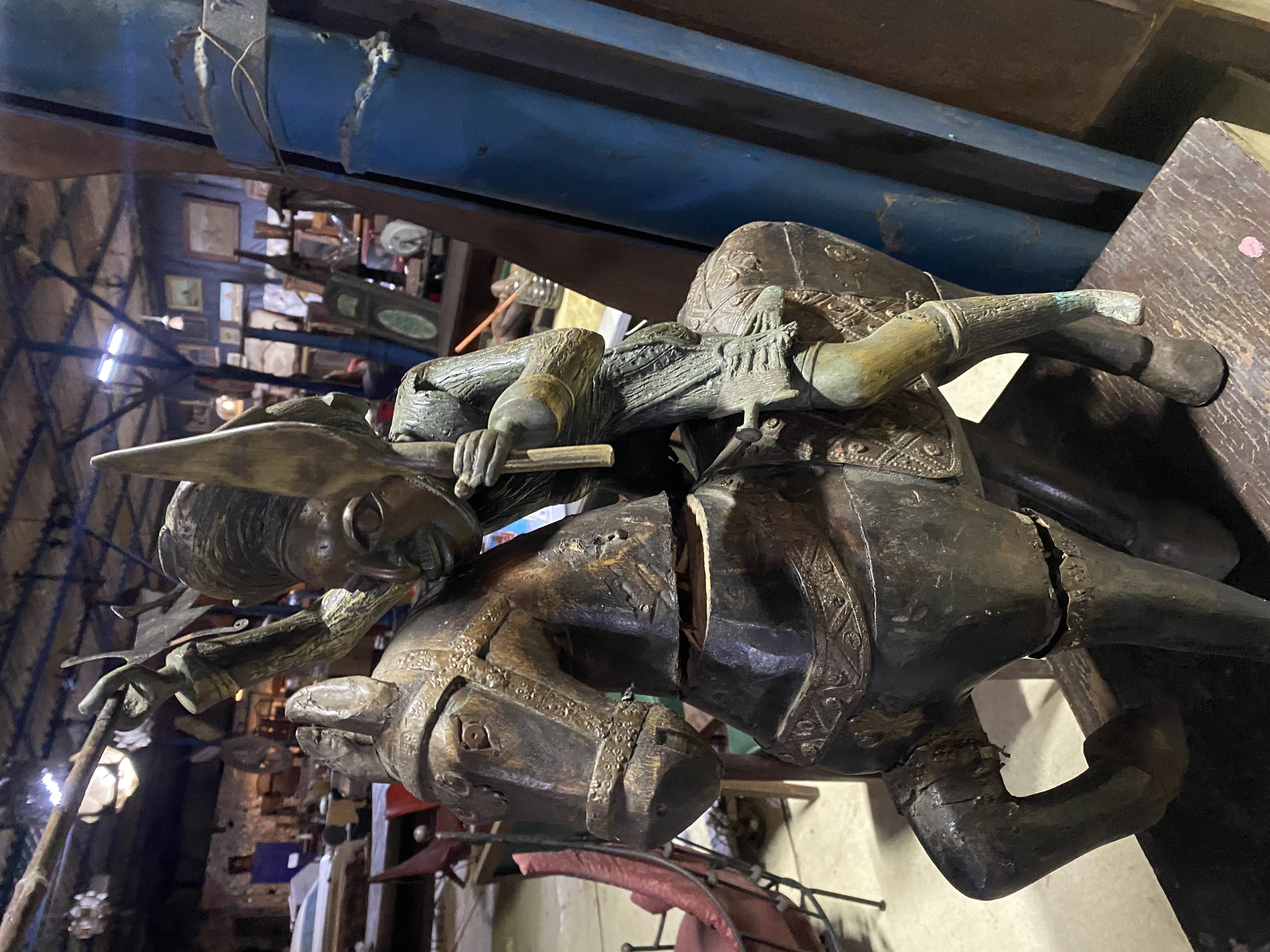 Wooden Horseman Sculpture