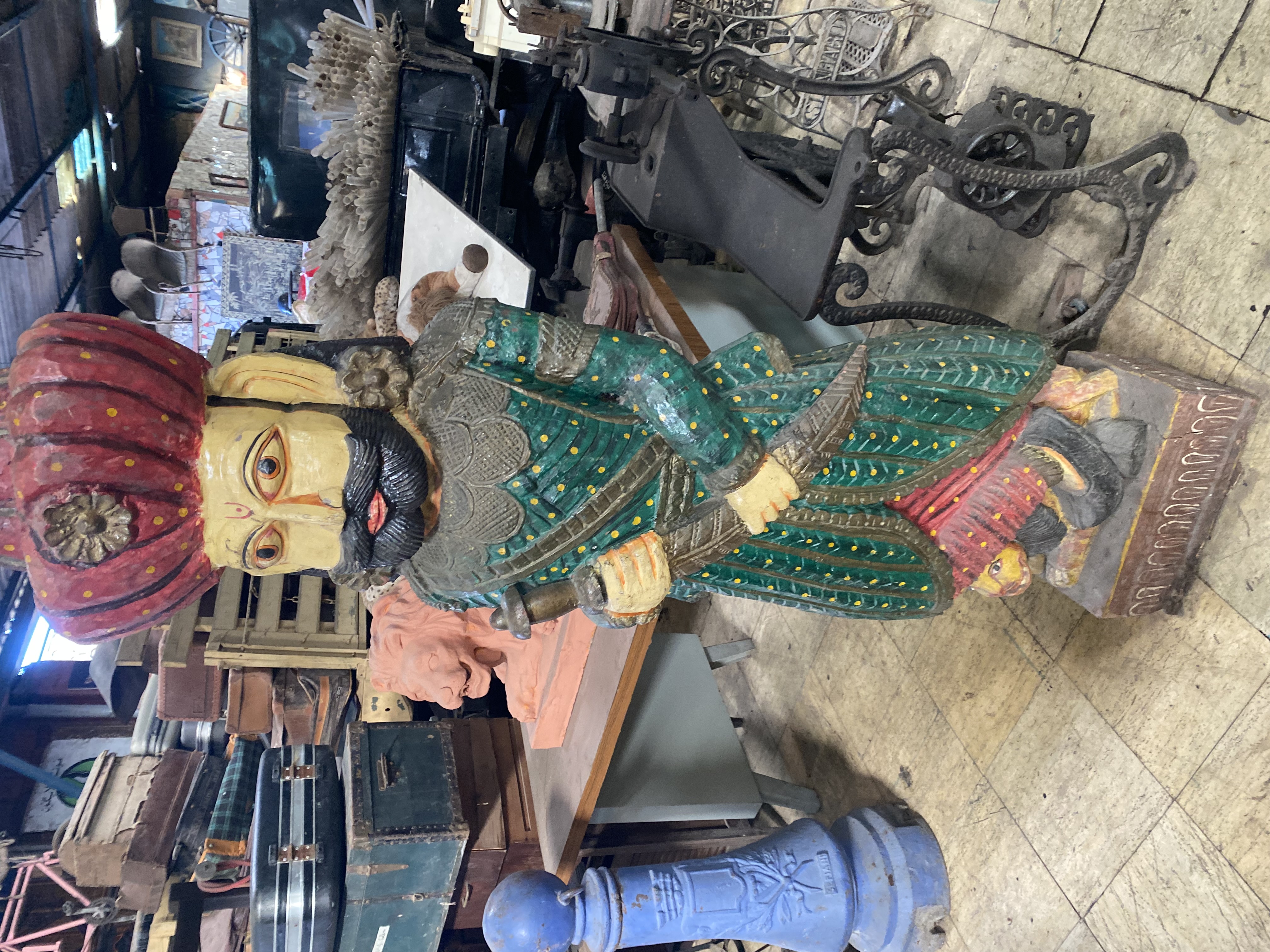 Vintage Maharaja Wooden Statue