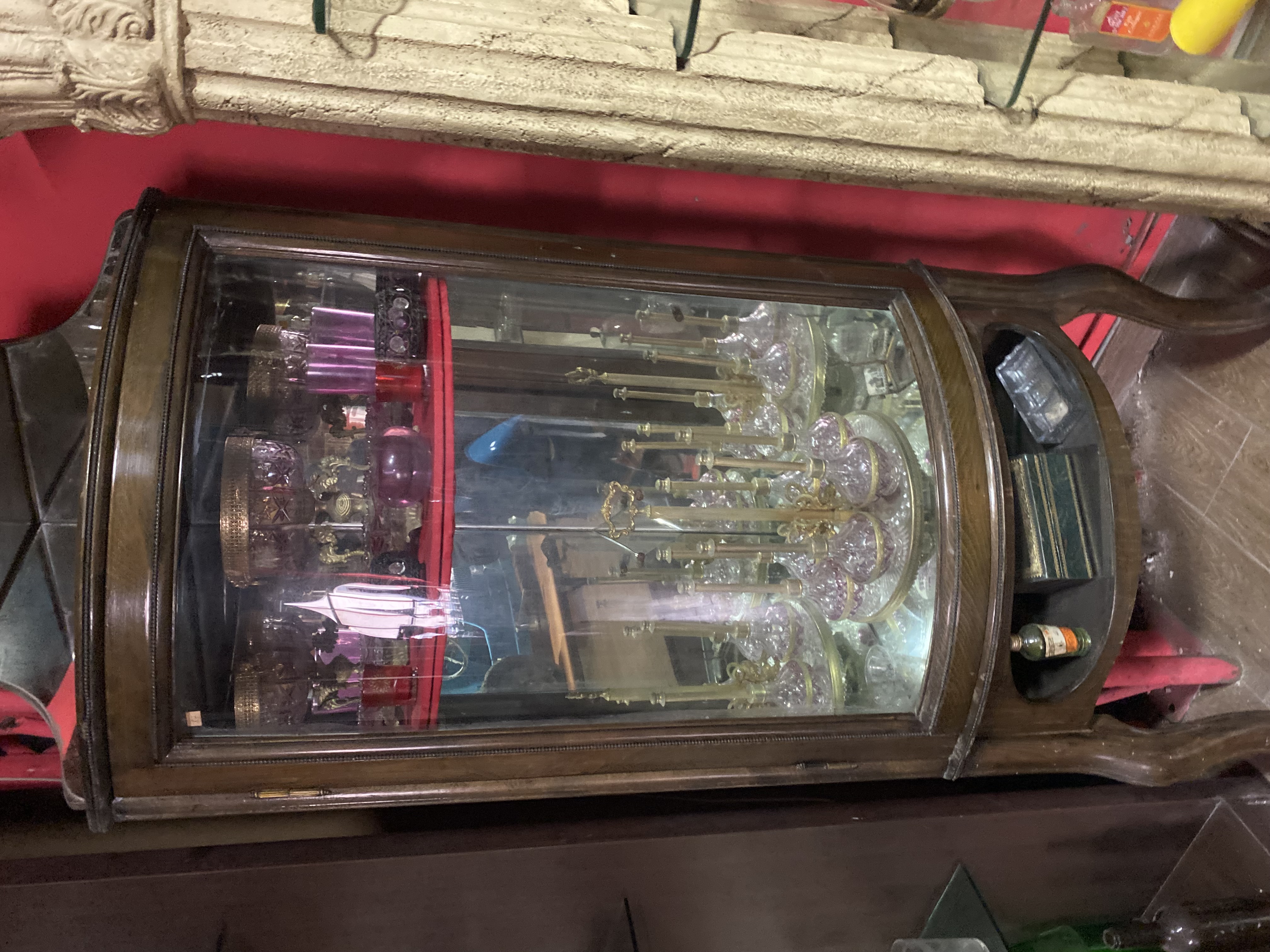 Antique Curved Glass Display Cabinet