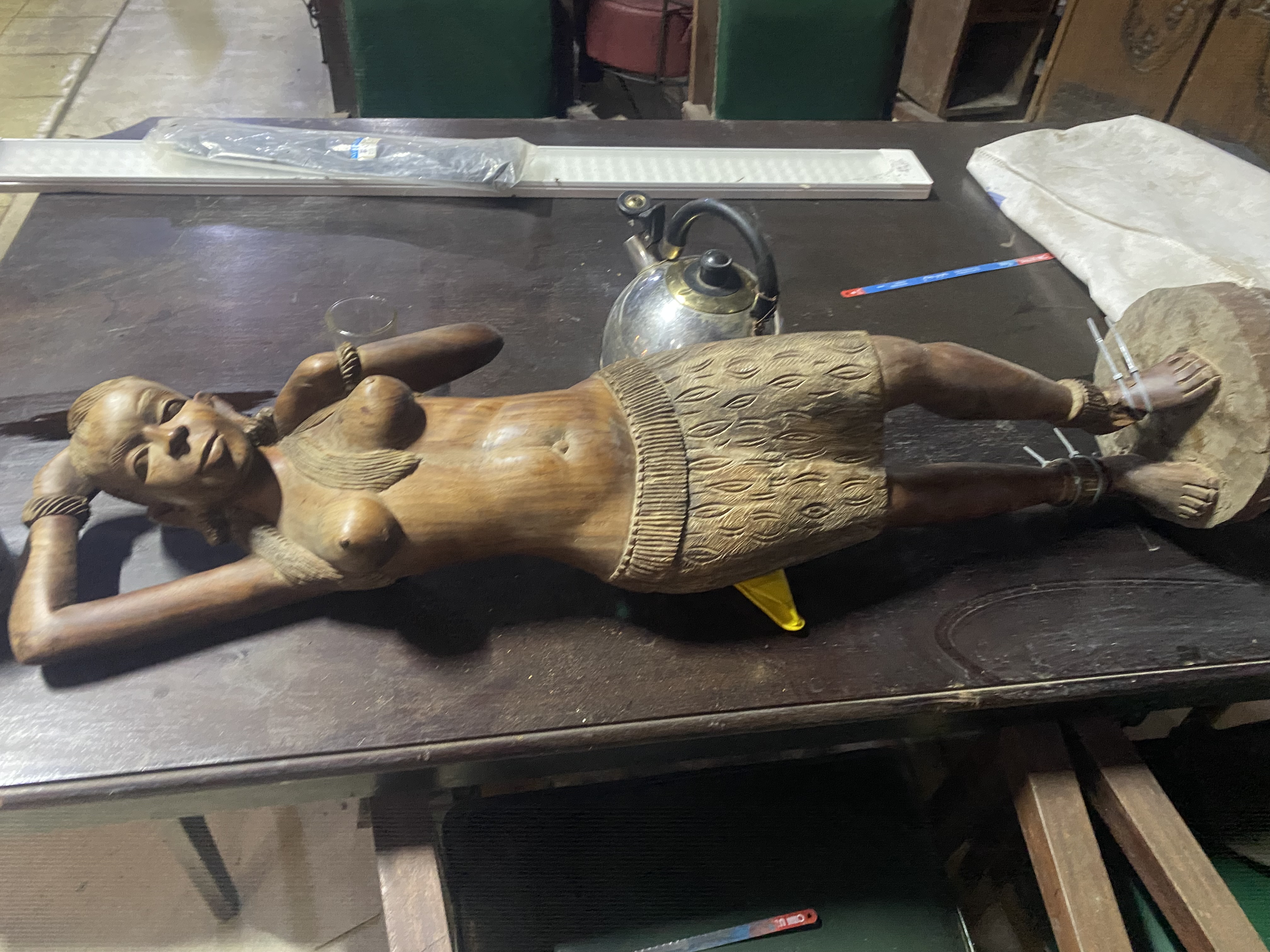 Hand-Carved Wooden Woman Statue