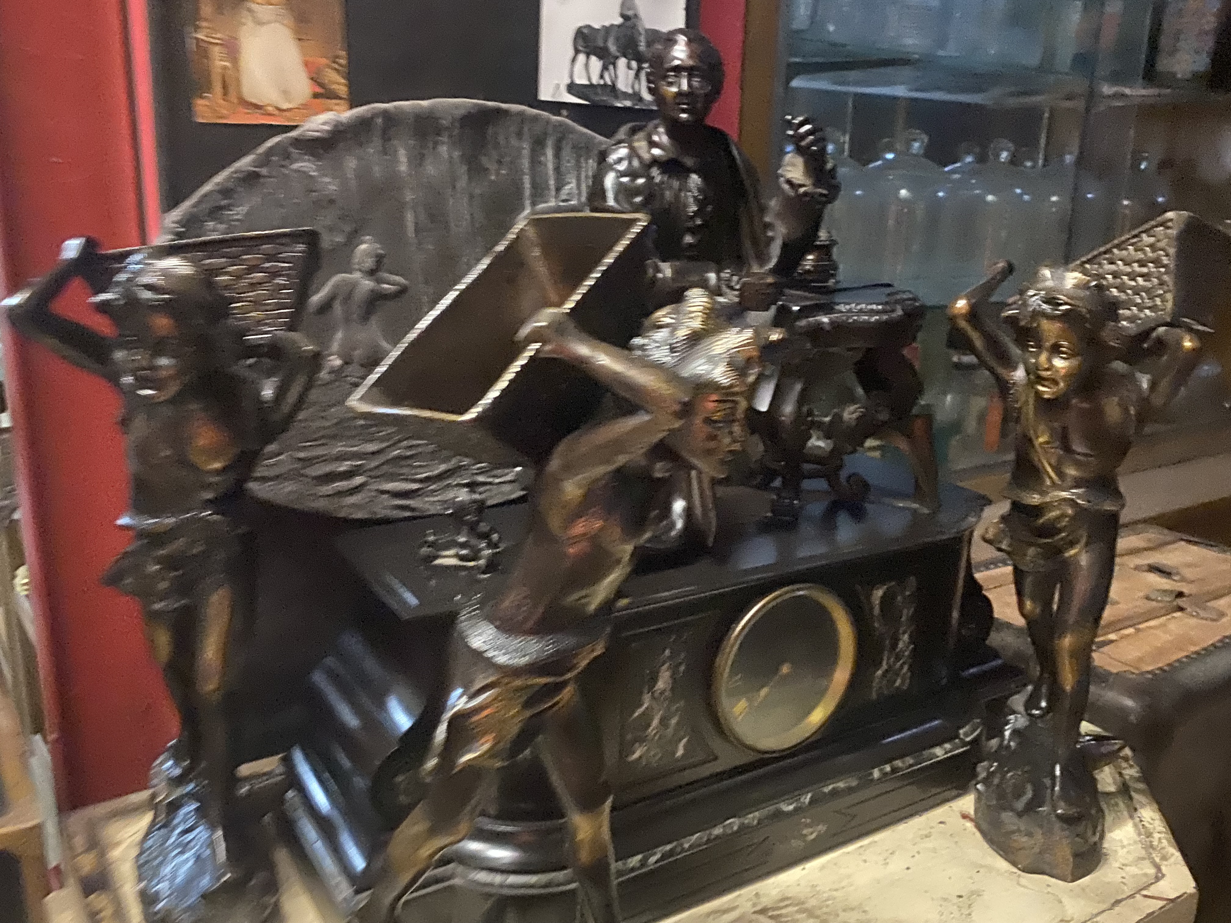 Antique Bronze Mantel Clock