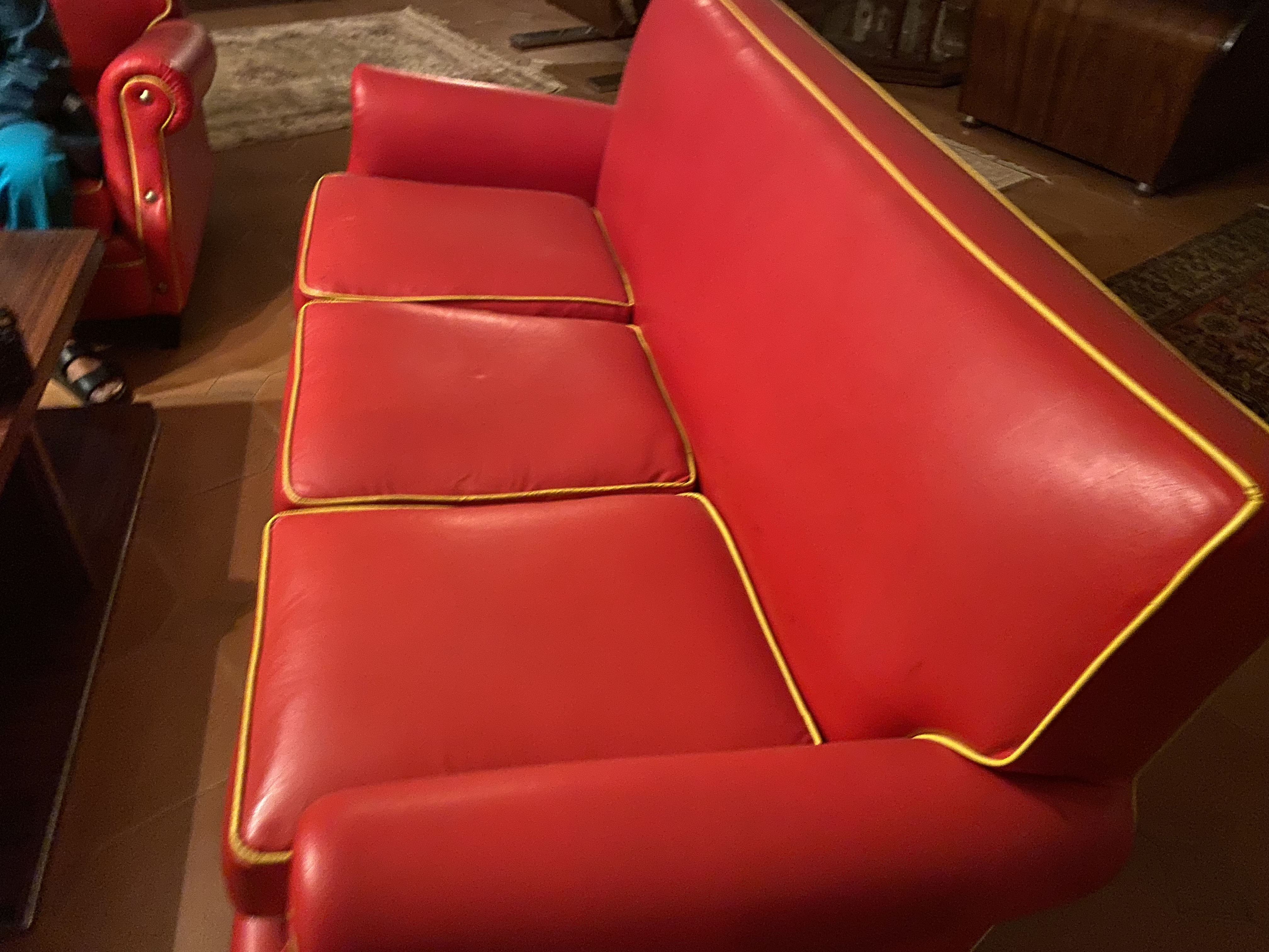 Red Leather Sofa