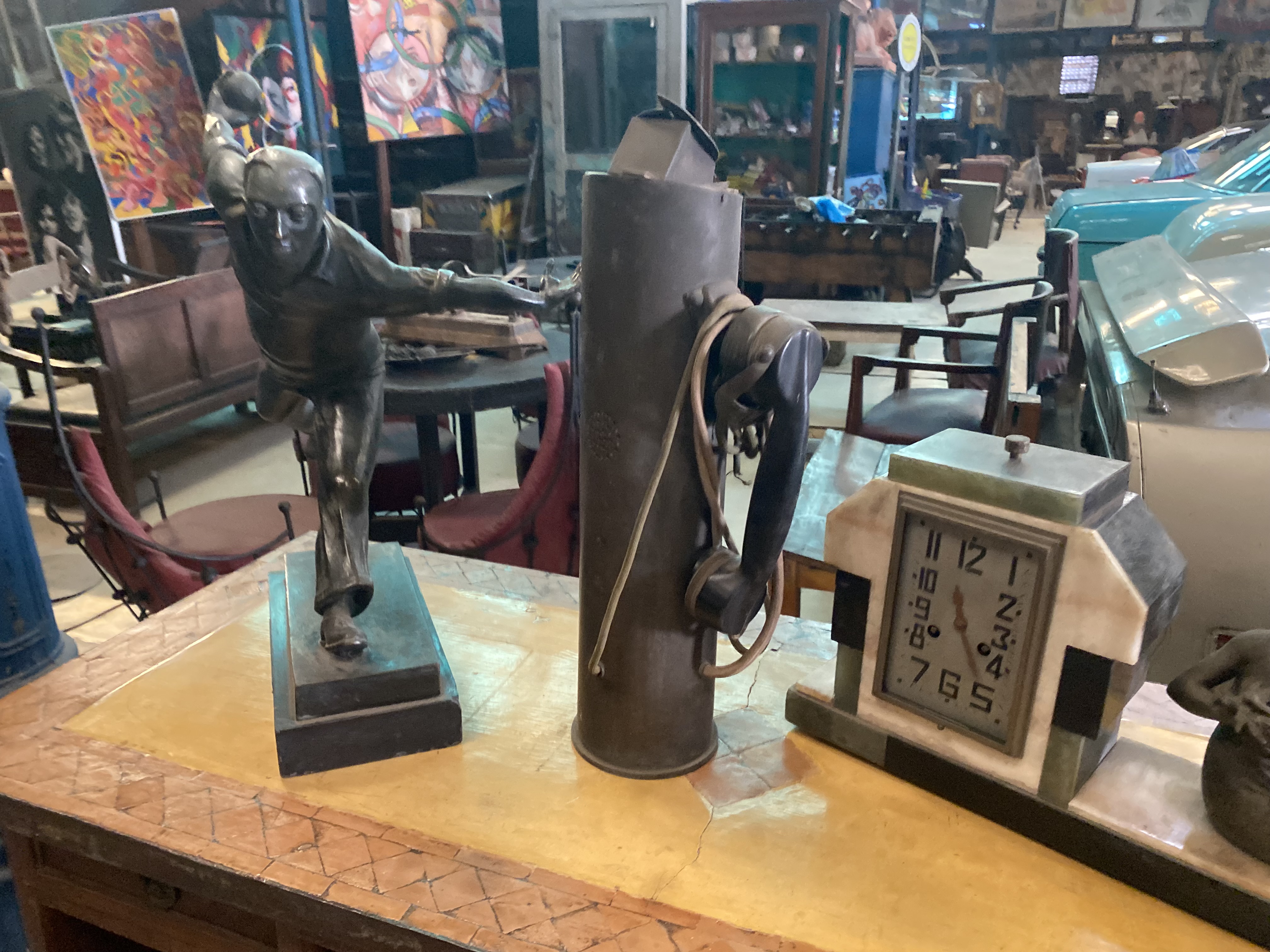 Antique Metal Skater Sculpture